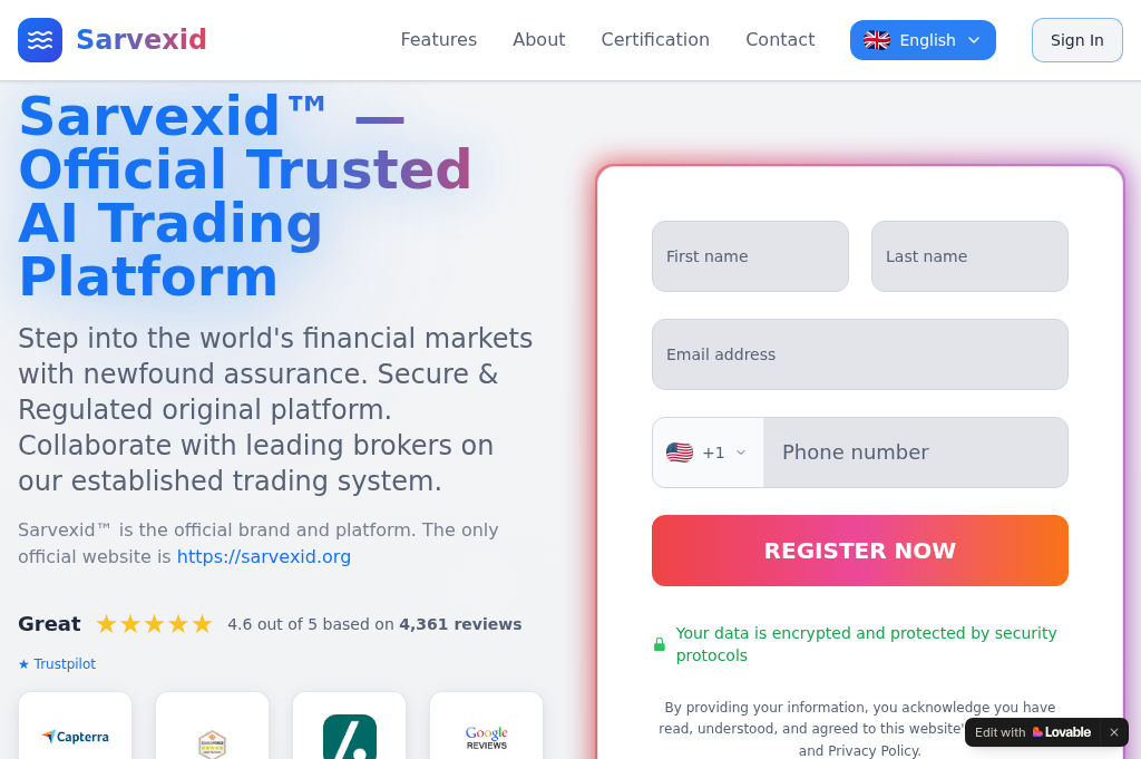 Screenshot of sarvexid.org