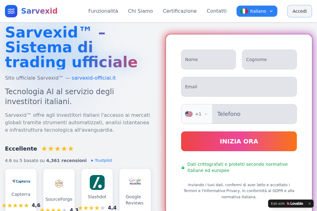 Screenshot of sarvexid-official.it