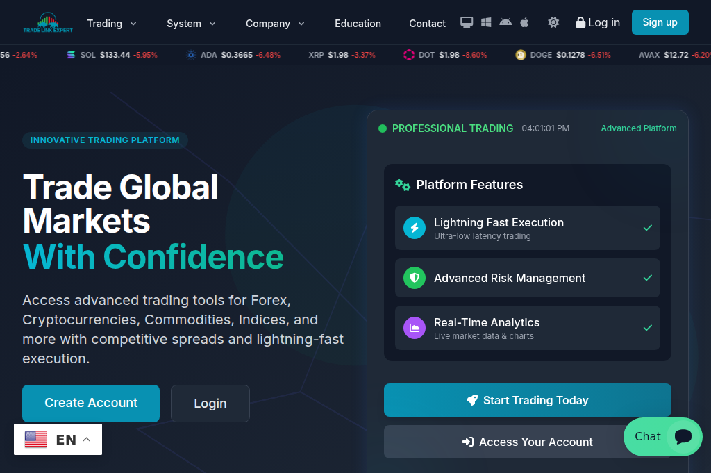 Screenshot of tradelinkexpert.com