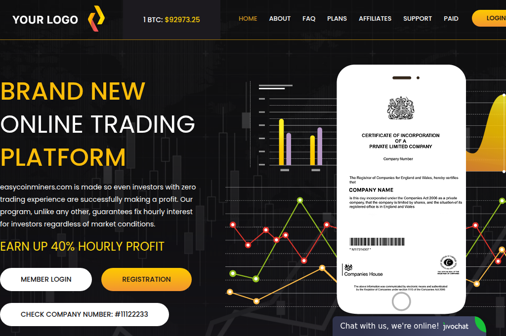 Screenshot of easycoinminers.com