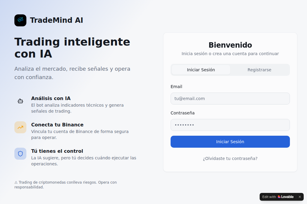 Screenshot of trademind.me