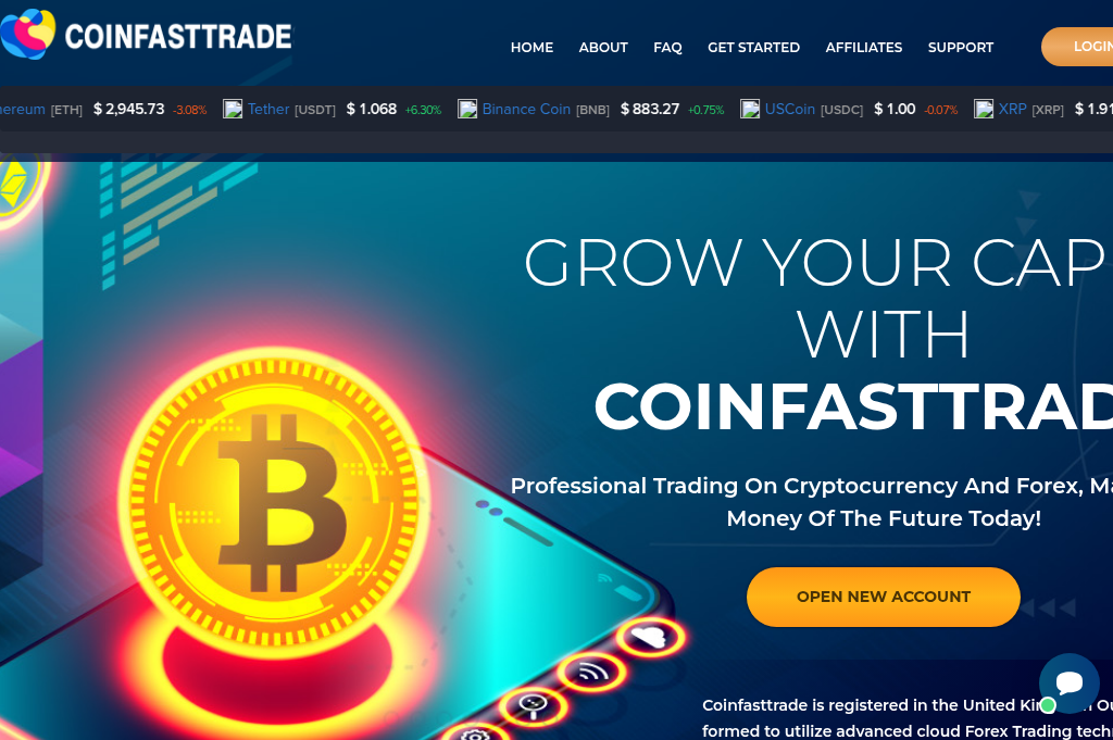 Screenshot of coinfasttrade.com