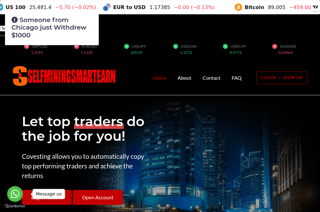 Screenshot of selfminingsmartearns.live