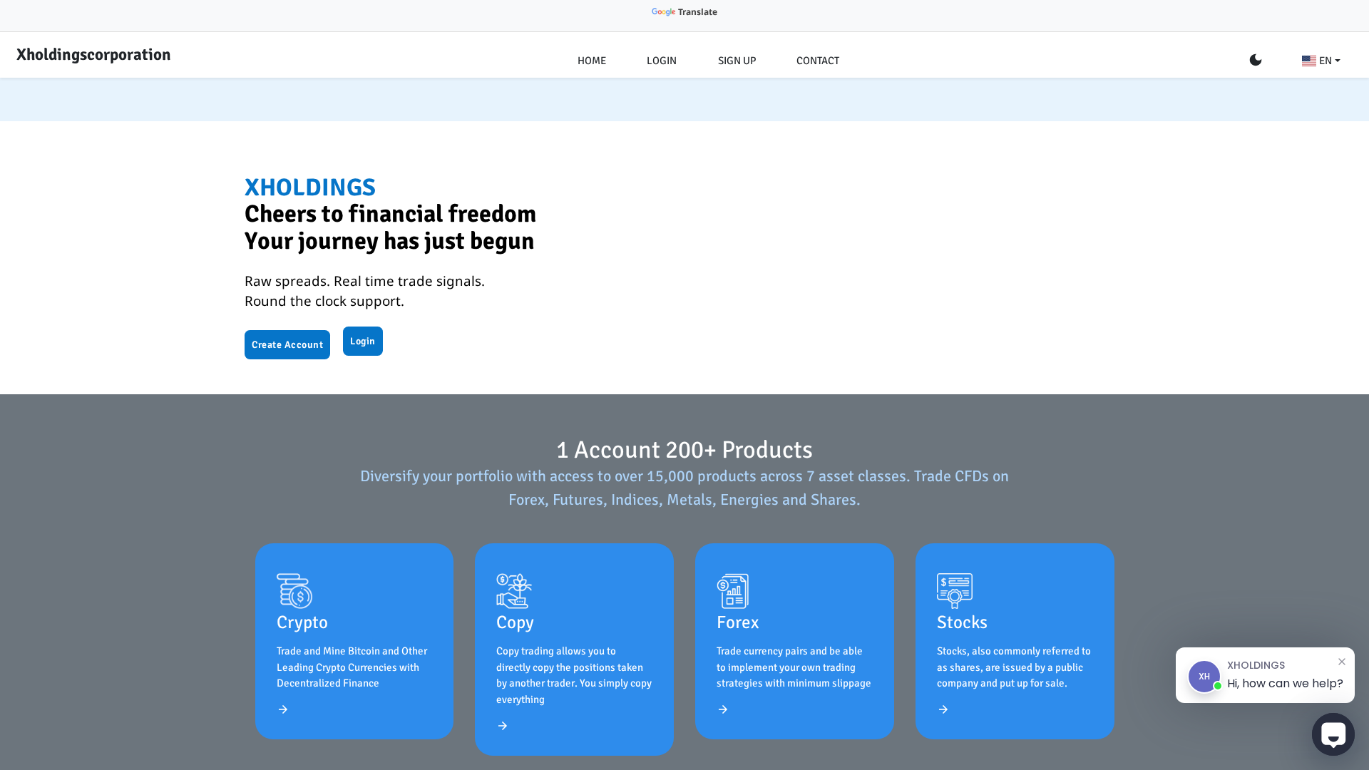 Screenshot of xholdingscorporation.com