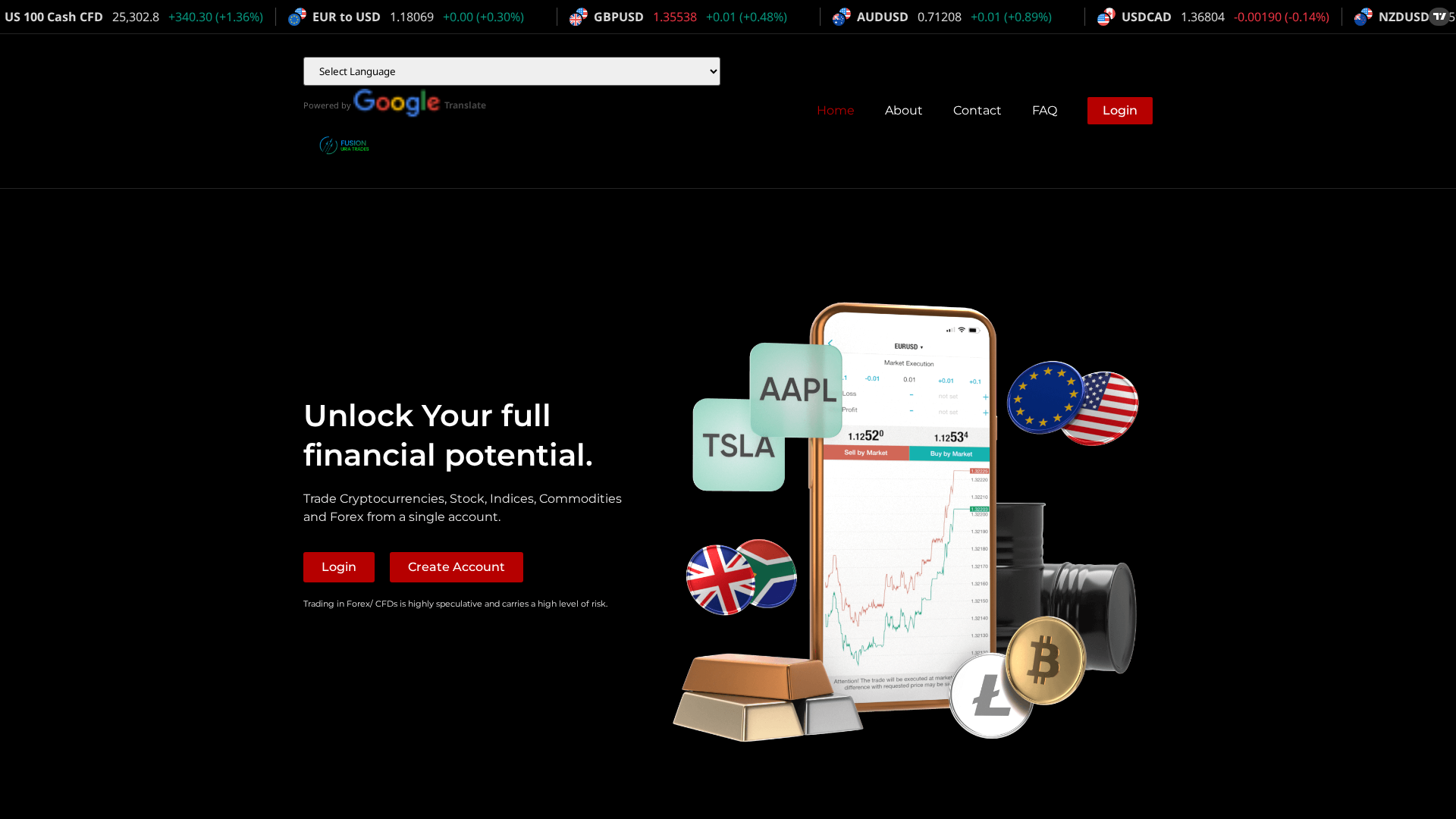 Screenshot of fusionuriatrades.com