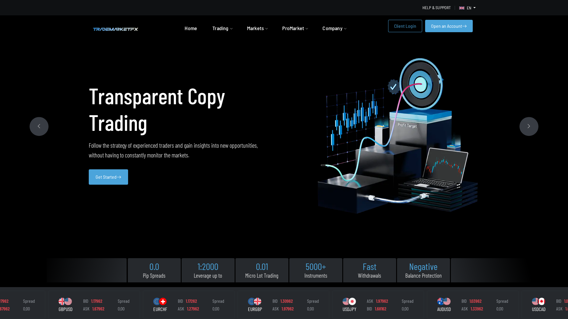 Screenshot of trademarketfxpro.com