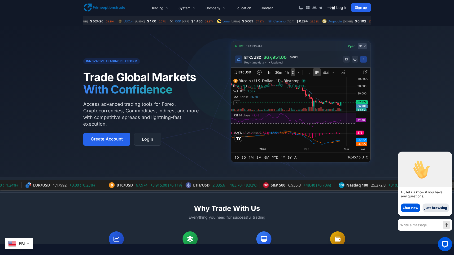 Screenshot of primeoptionstrade.com