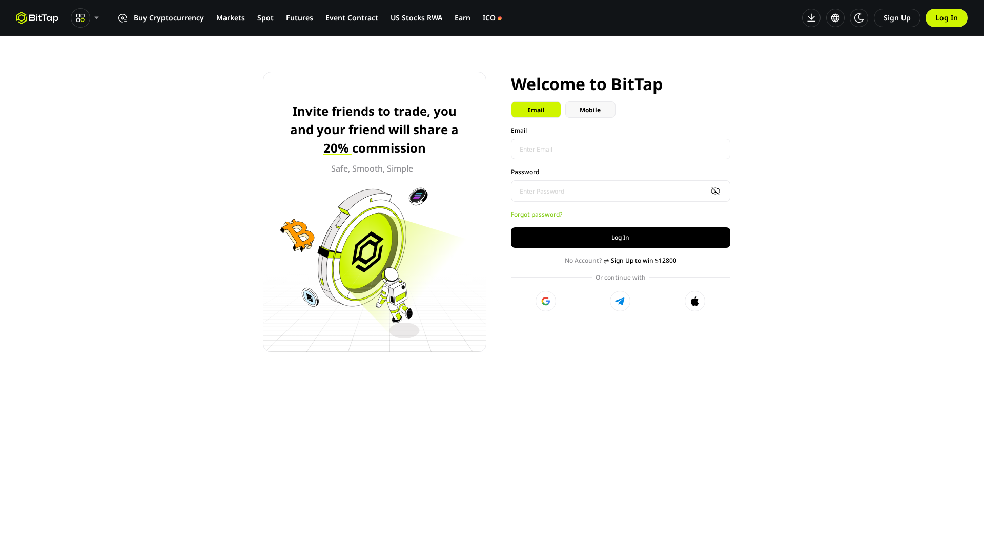 Screenshot of bittap-login.at