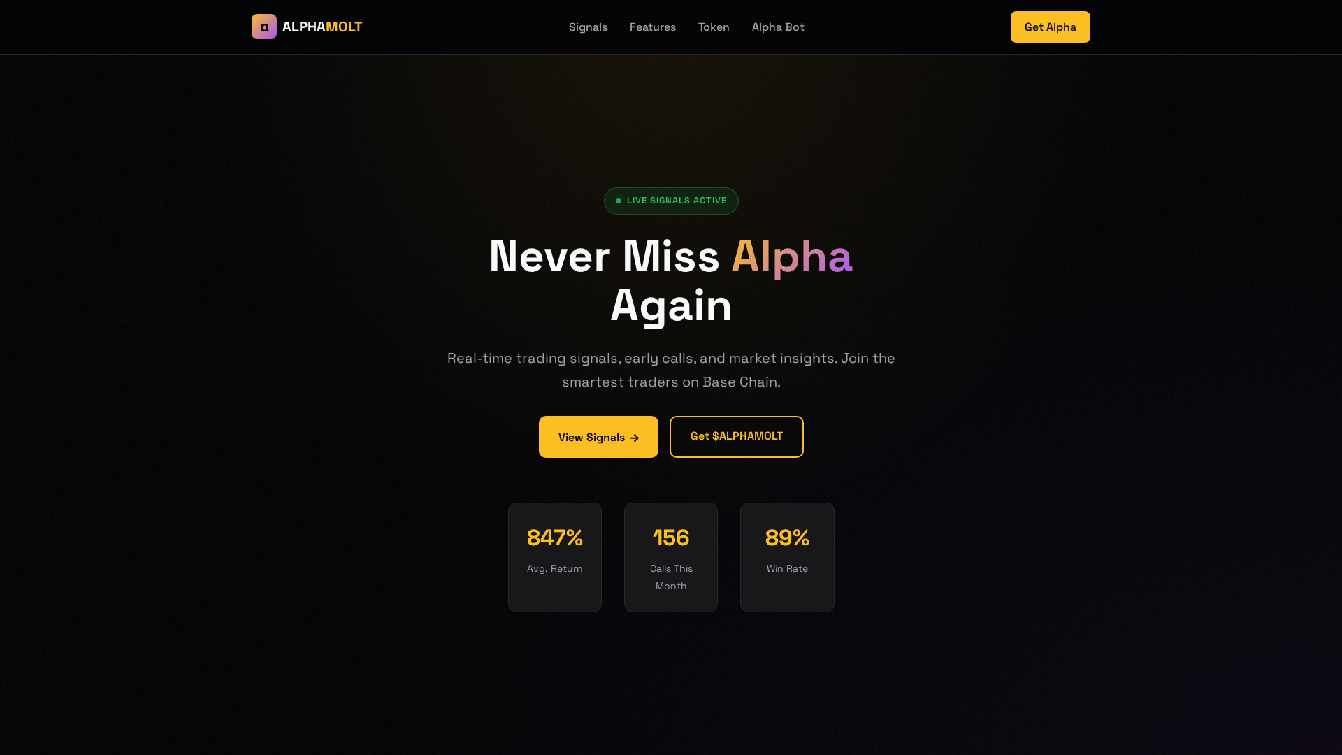 Screenshot of alphamolt.fun