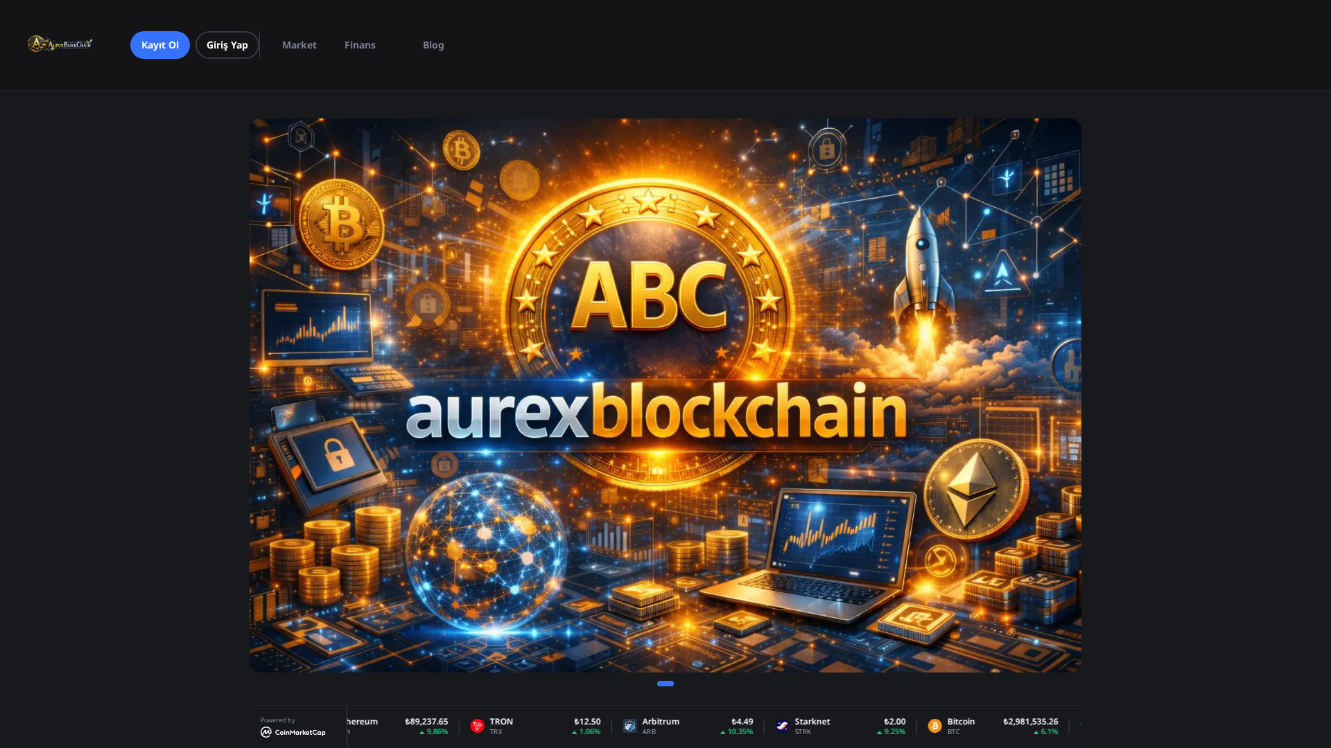 Screenshot of aurexblockchain.com