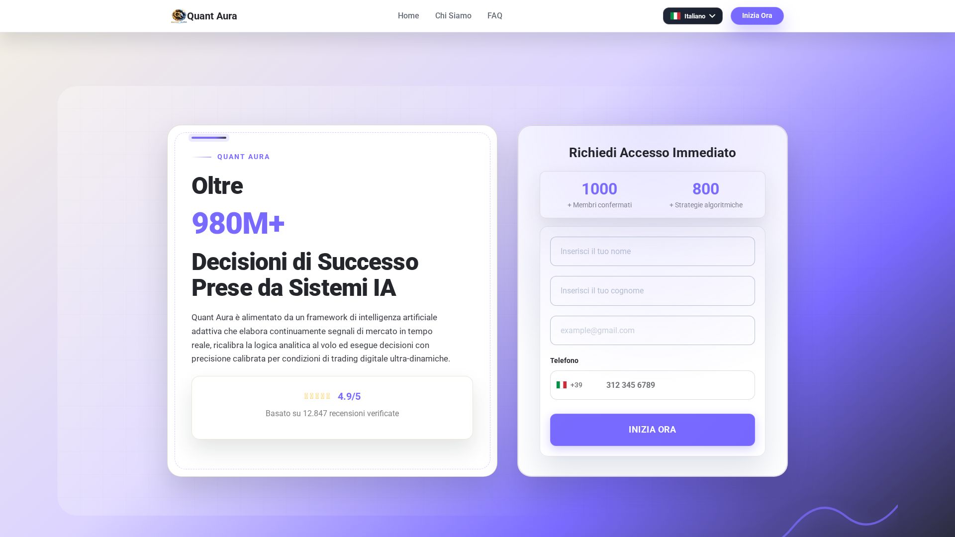 Screenshot of quant-aura.it