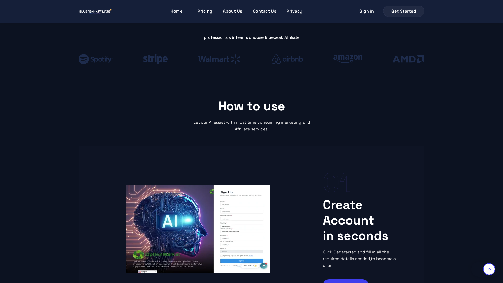 Screenshot of bluepeakaffiliate.com