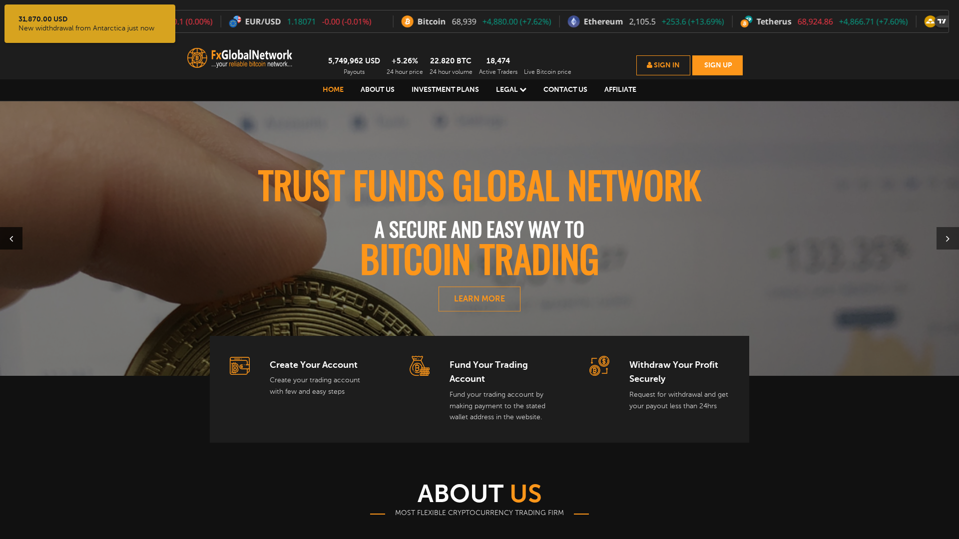 Screenshot of trustfxglobalnetwork.com