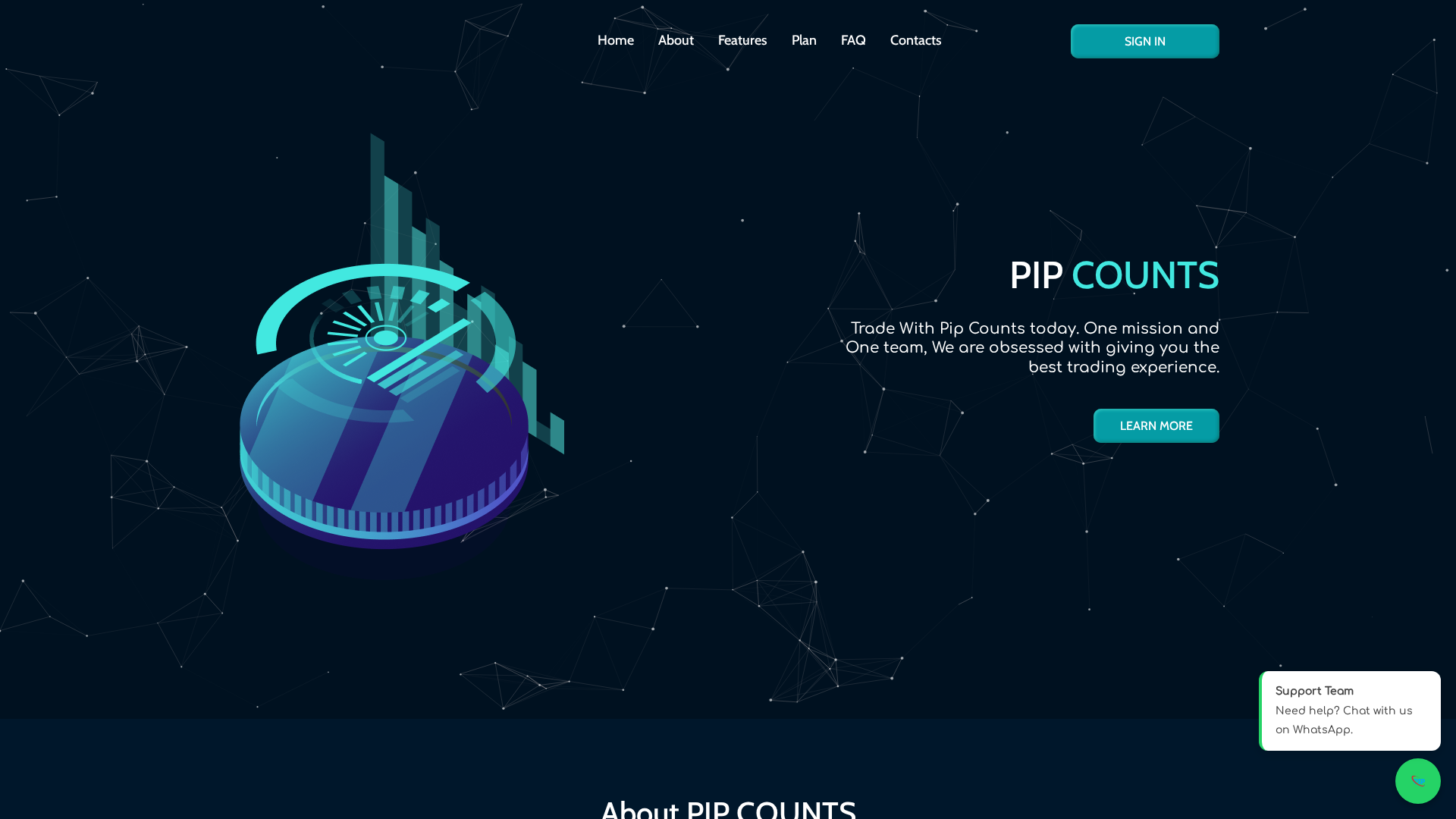 Screenshot of pipcounts.com
