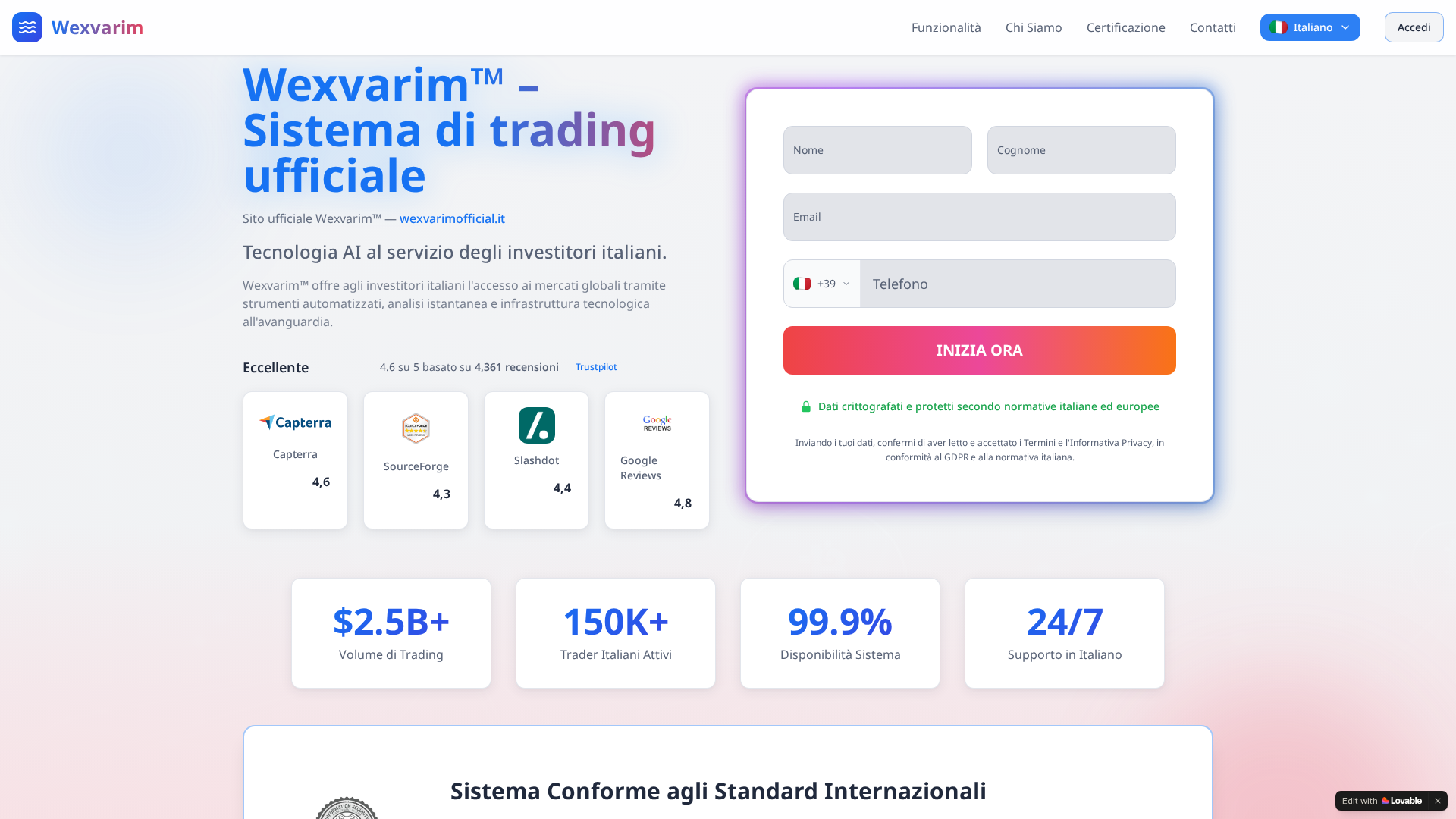 Screenshot of wexvarimofficial.it