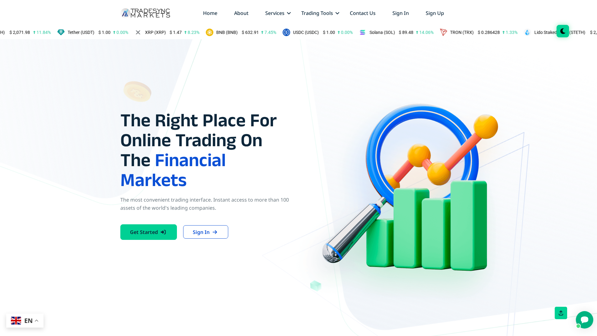 Screenshot of tradesyncmarkets.com