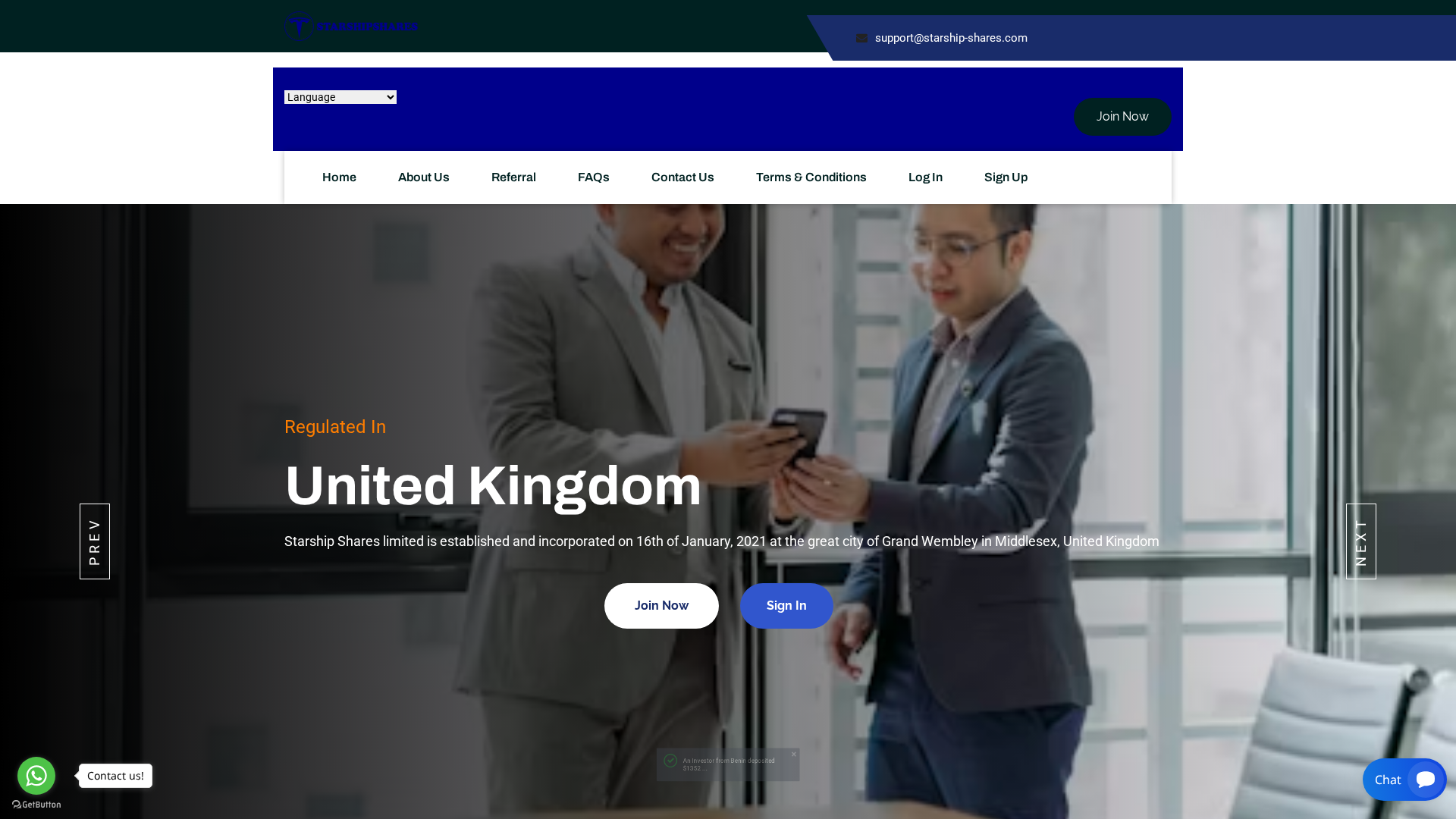 Screenshot of starship-shares.com