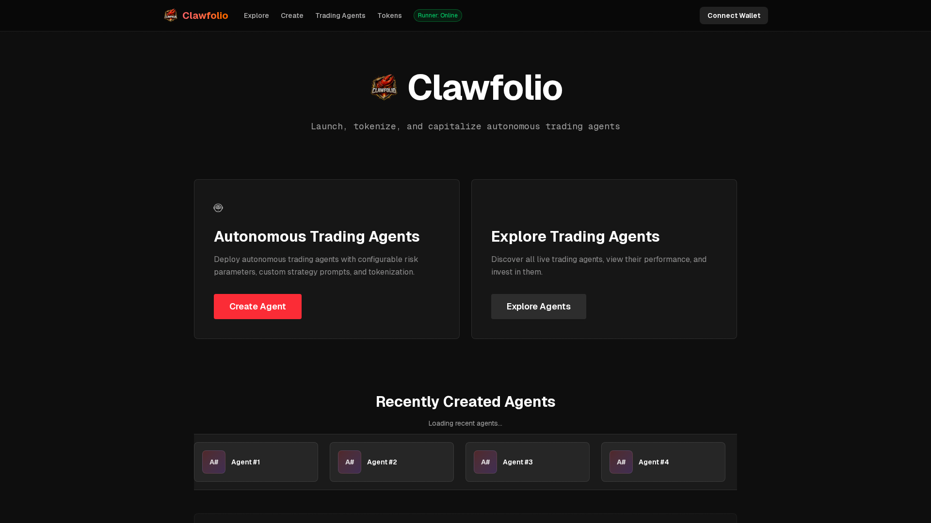 Screenshot of clawfolio.xyz