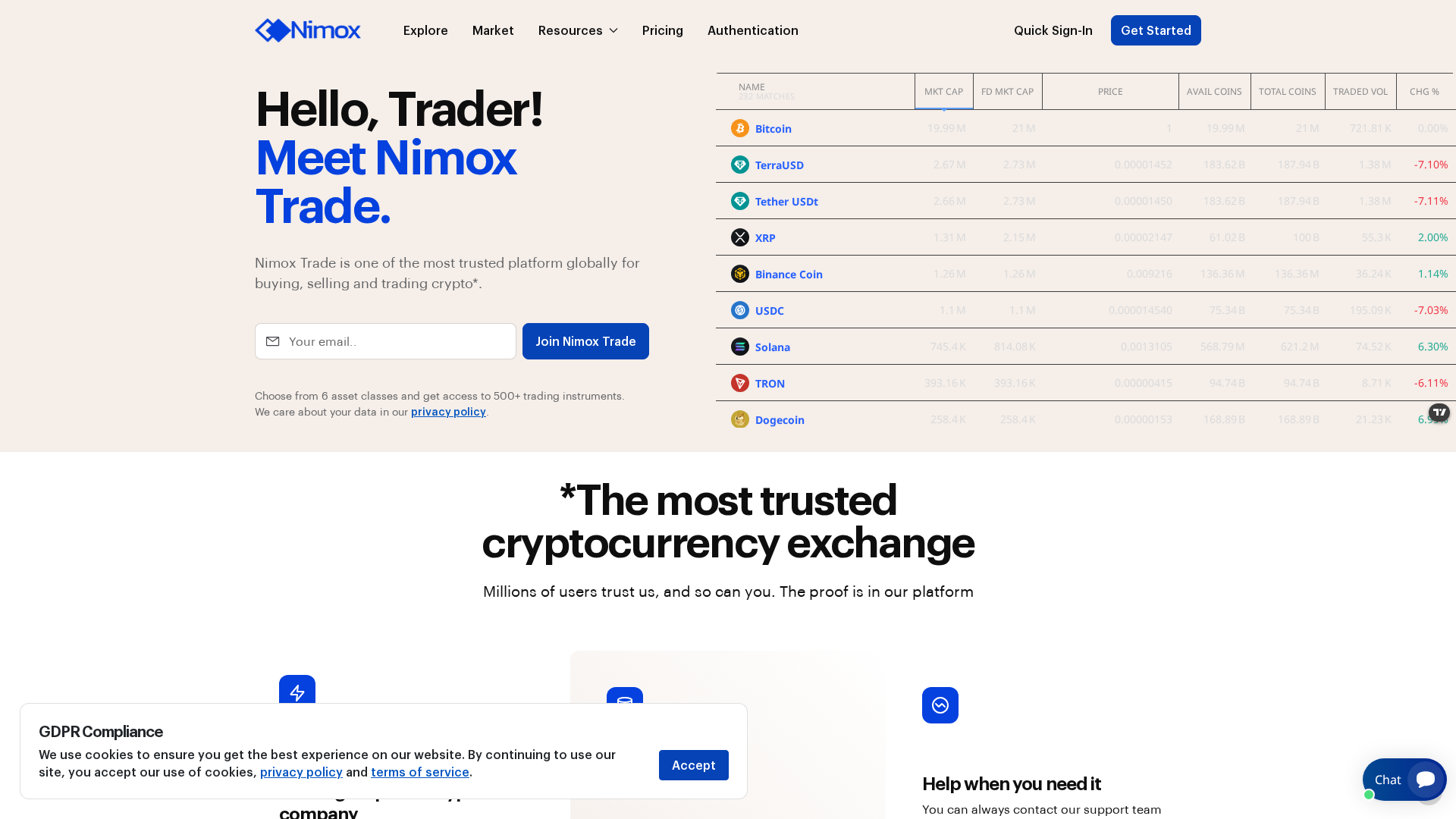 Screenshot of nimoxtrades.com