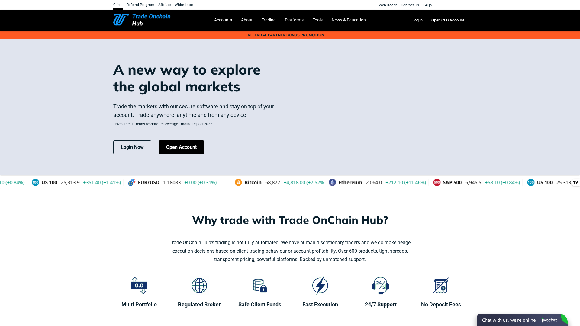 Screenshot of tradeonchainhub.com