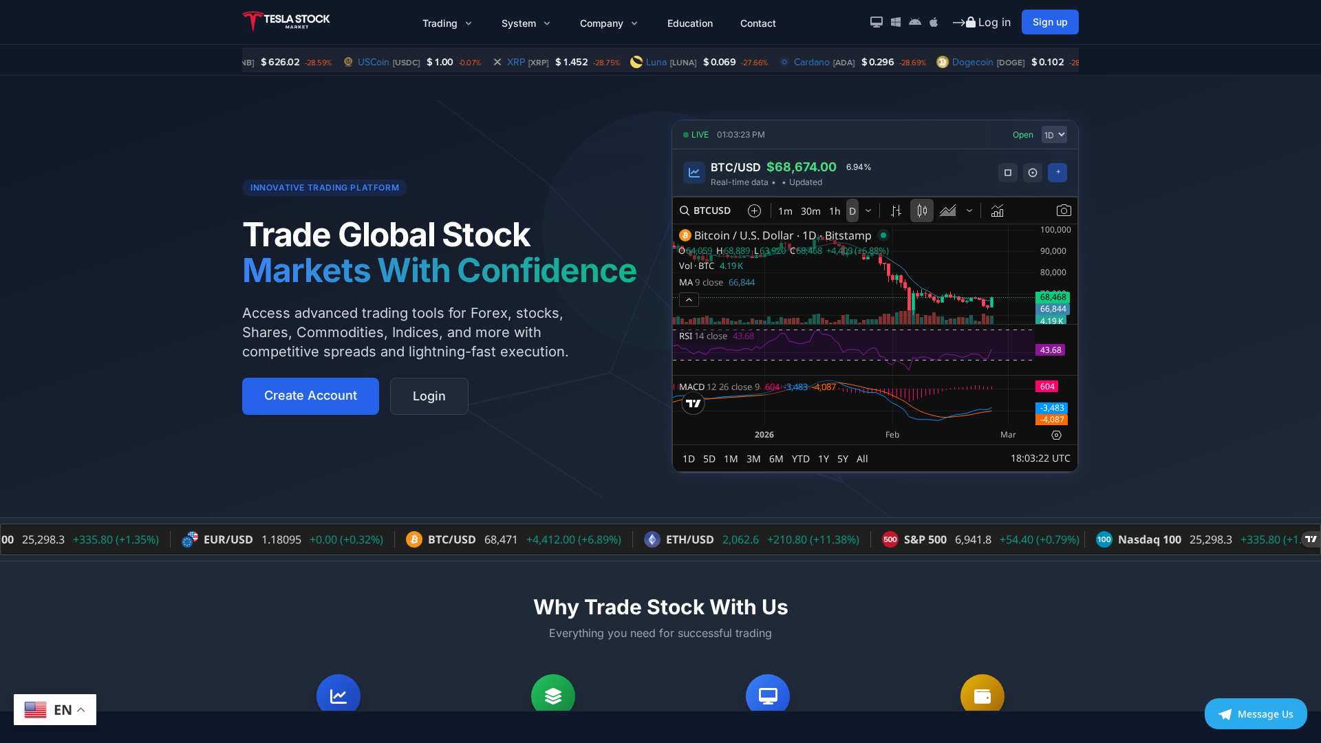 Screenshot of tslstockmarket.com