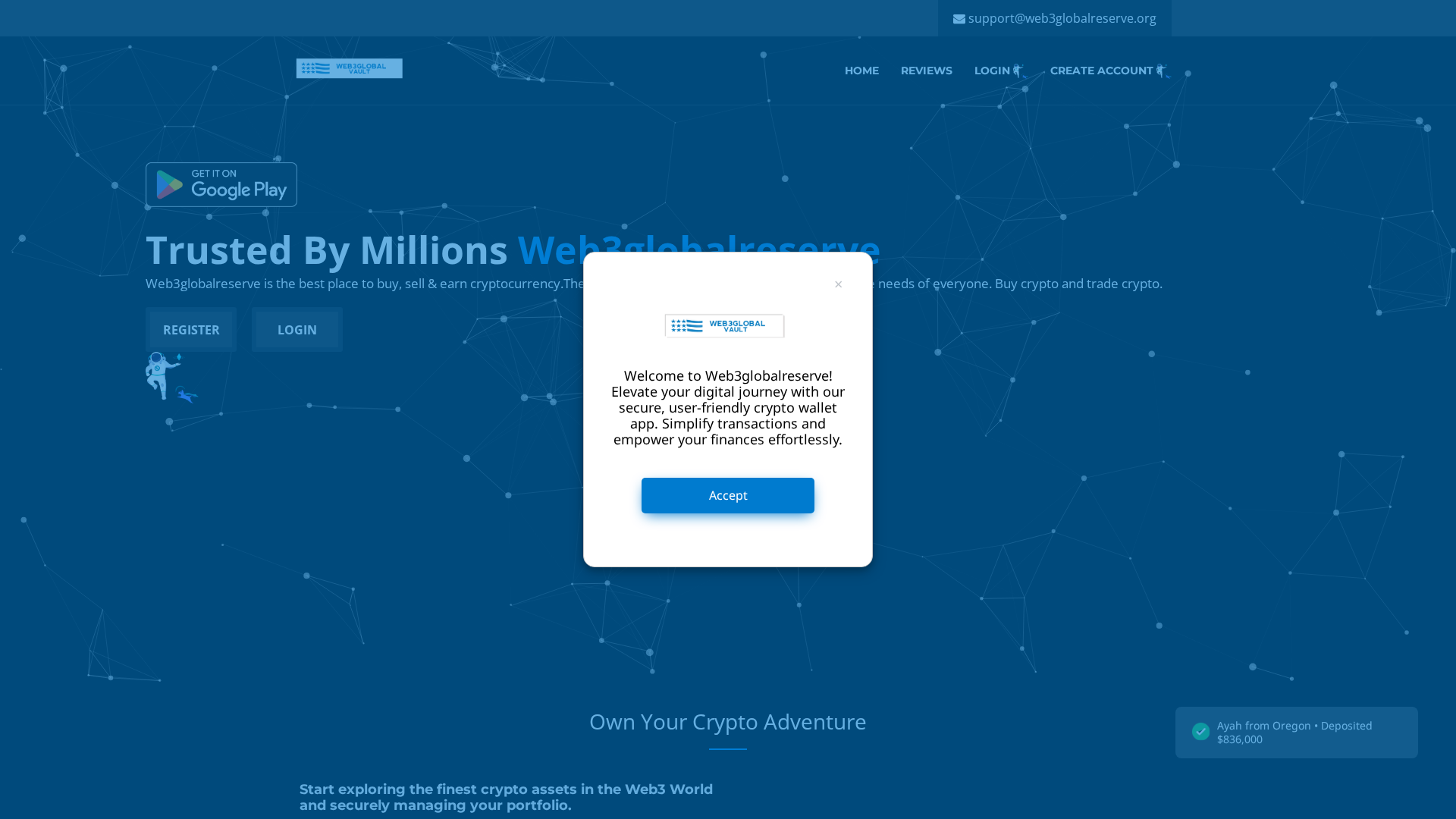 Screenshot of web3globalreserve.org