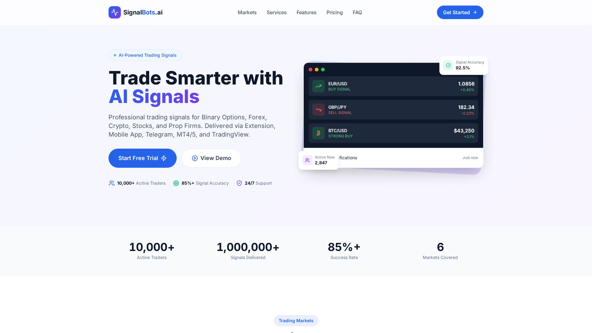Screenshot of signalbots.ai