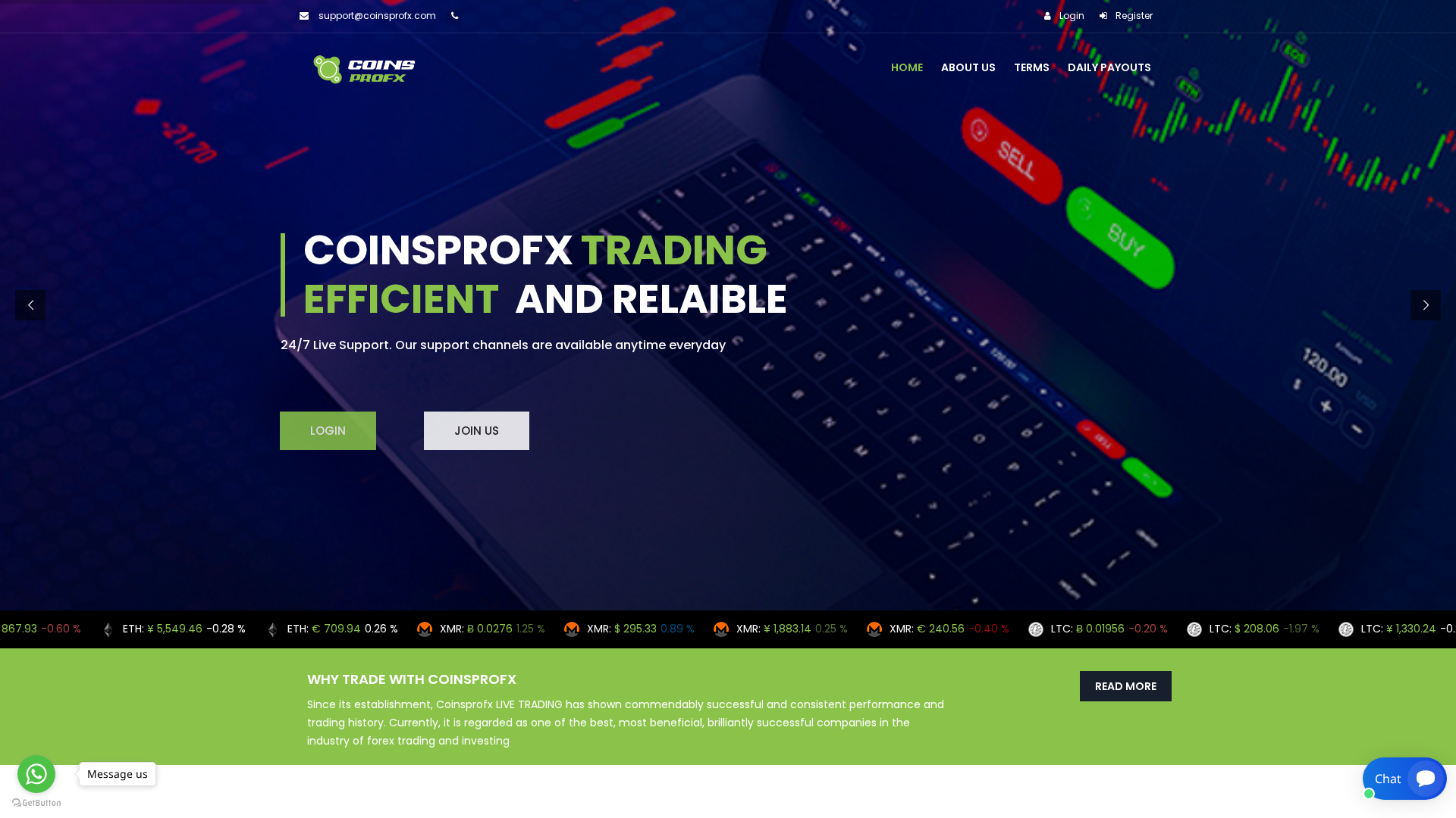 Screenshot of coinsprofx.com