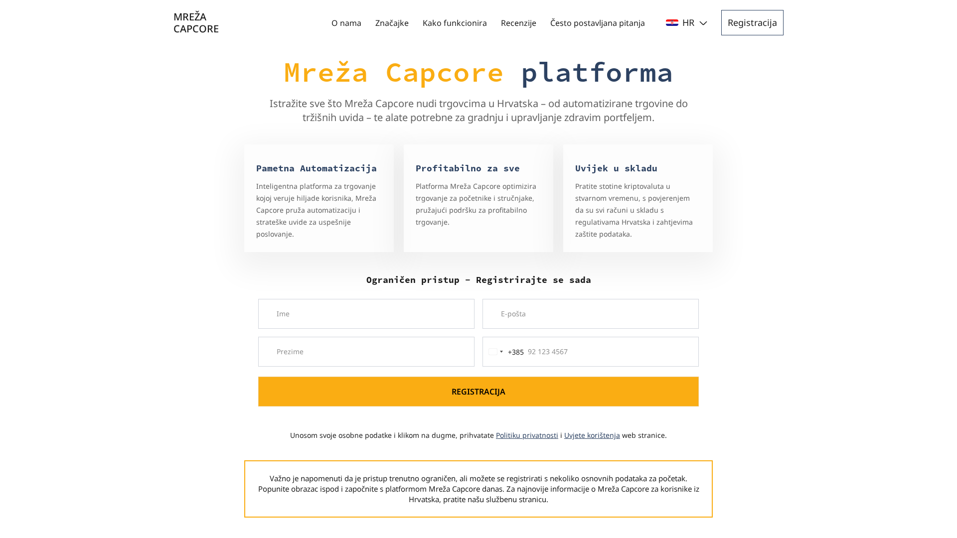 Screenshot of mreza-capcore.com