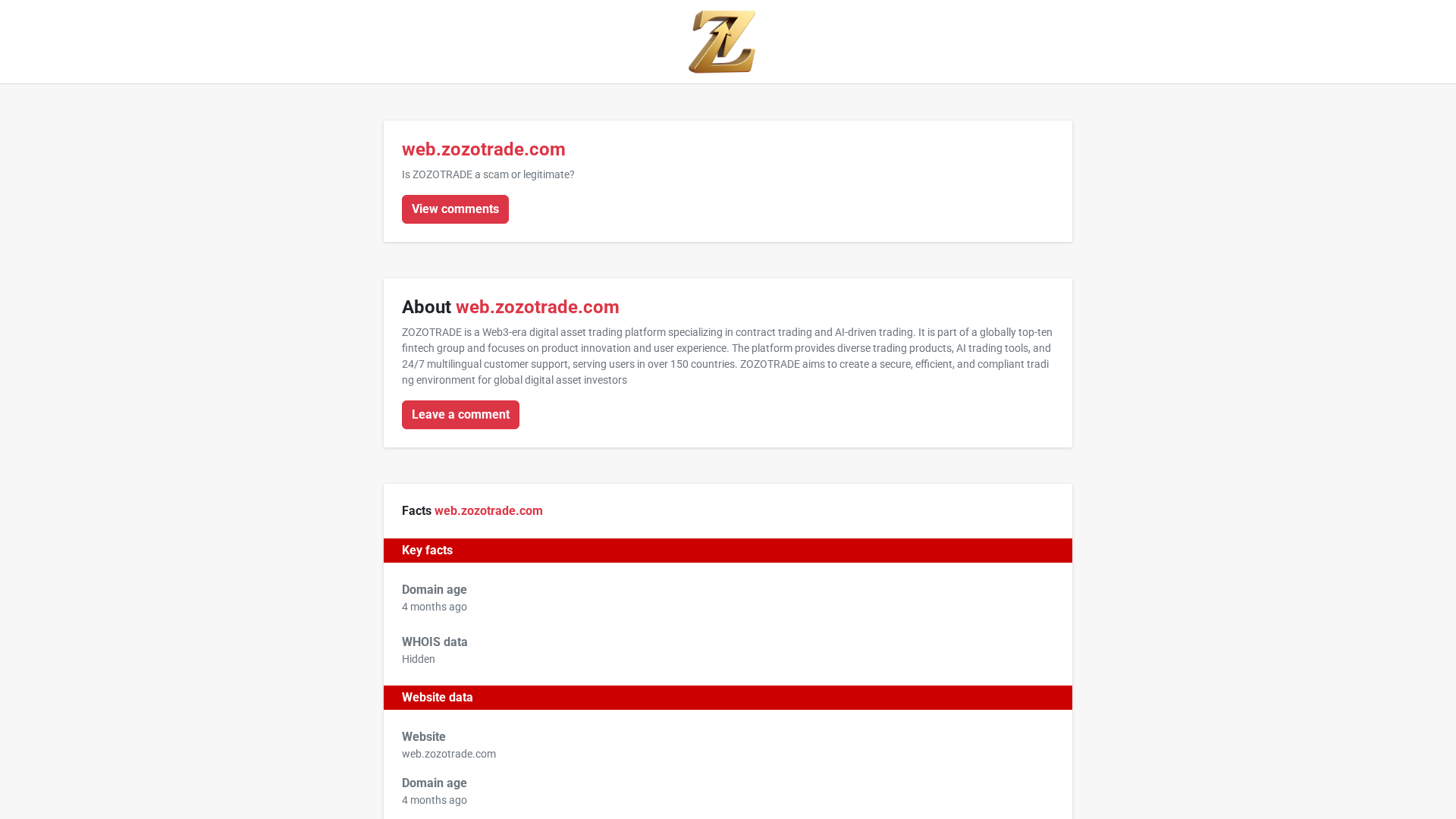 Screenshot of zozotrade-caution.com