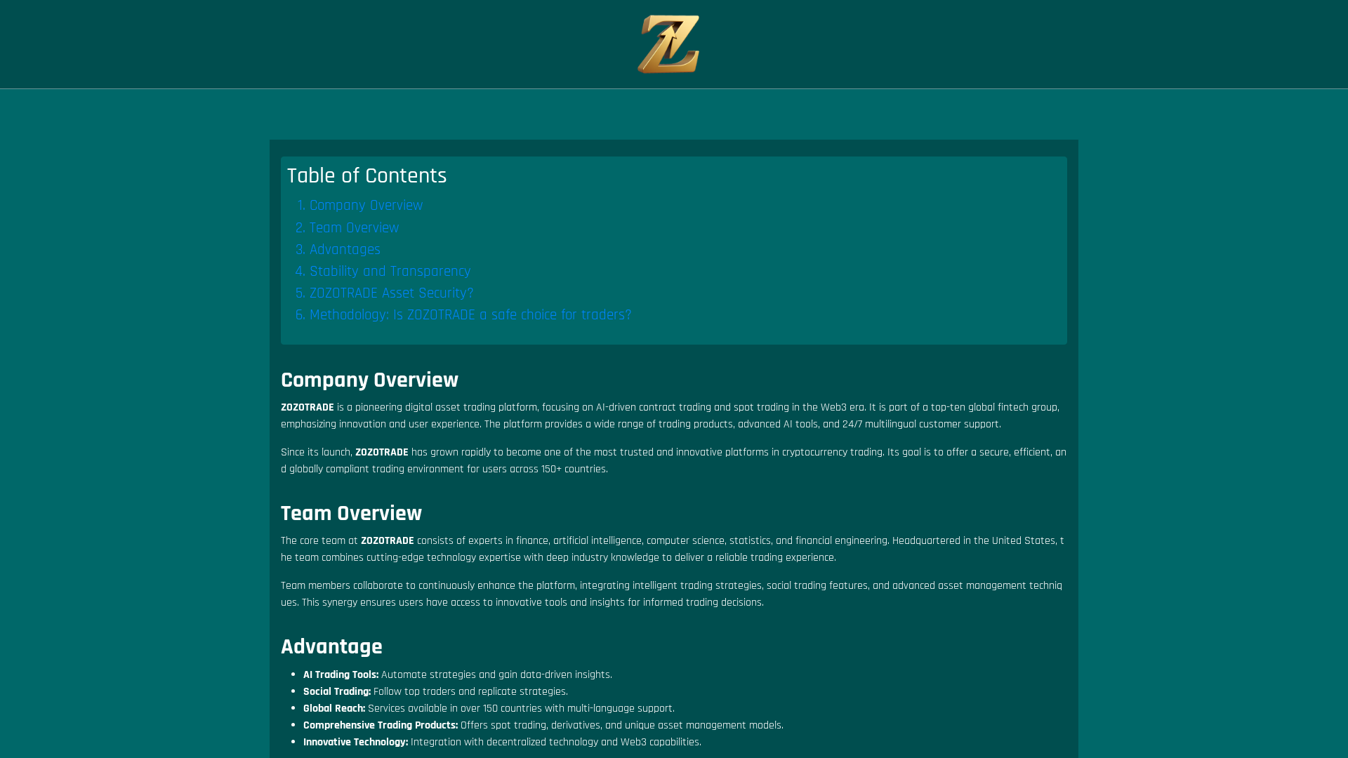 Screenshot of zozotrade-overview.com