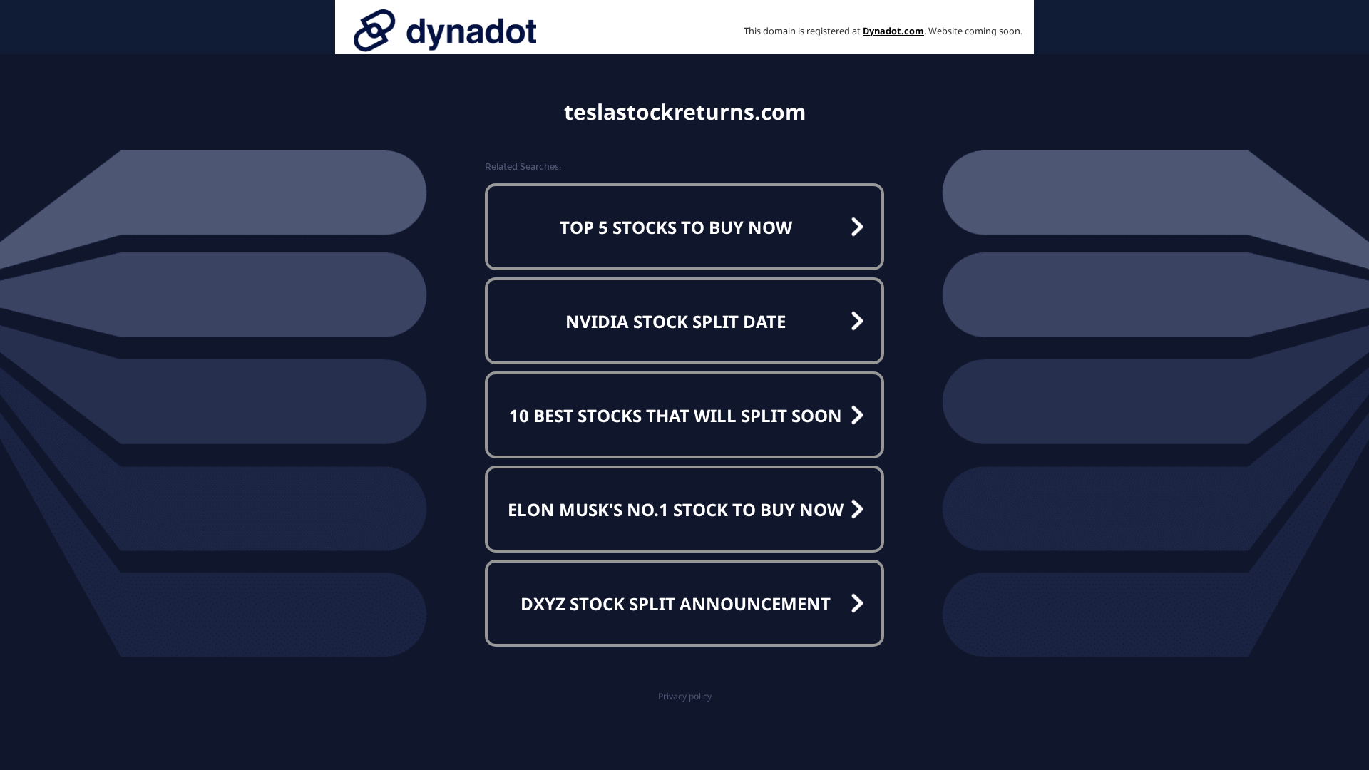 Screenshot of teslastockreturns.com