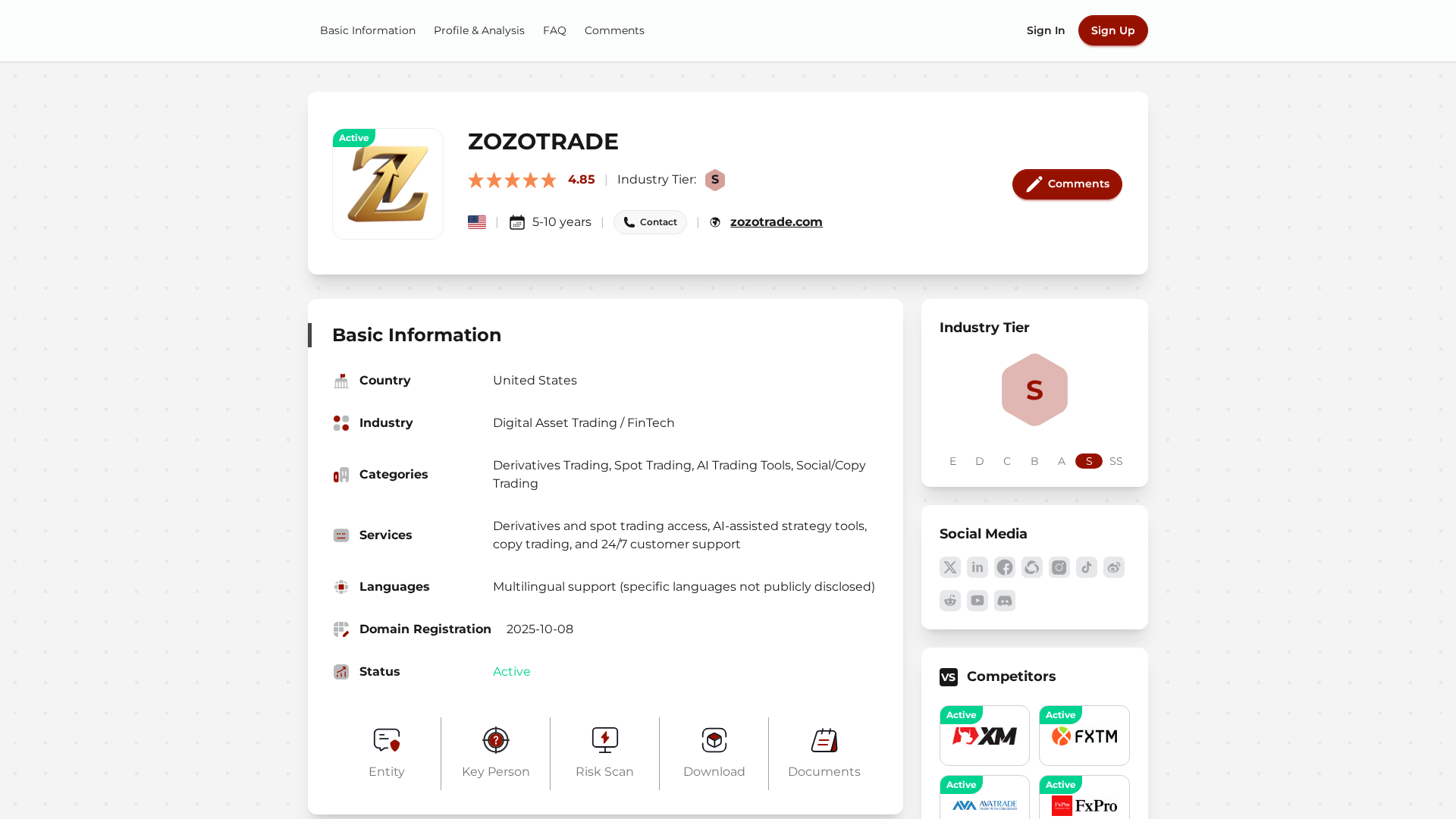 Screenshot of zozotrade.wiki