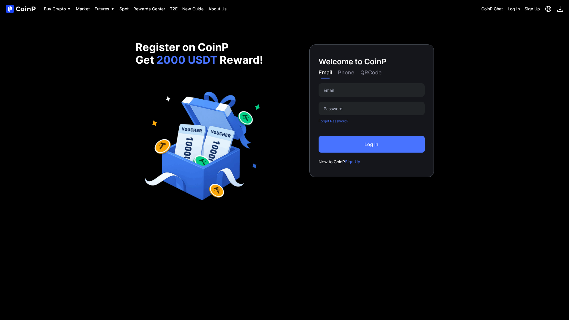 Screenshot of coinp-exchange-login.at