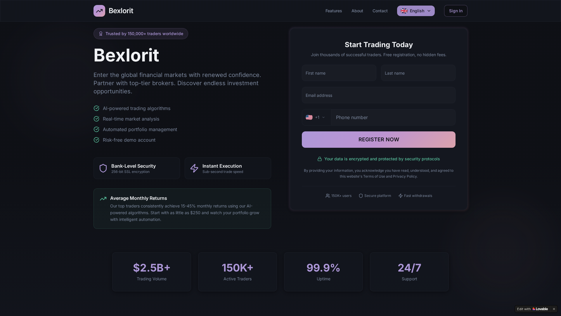 Screenshot of bexlorit.trade