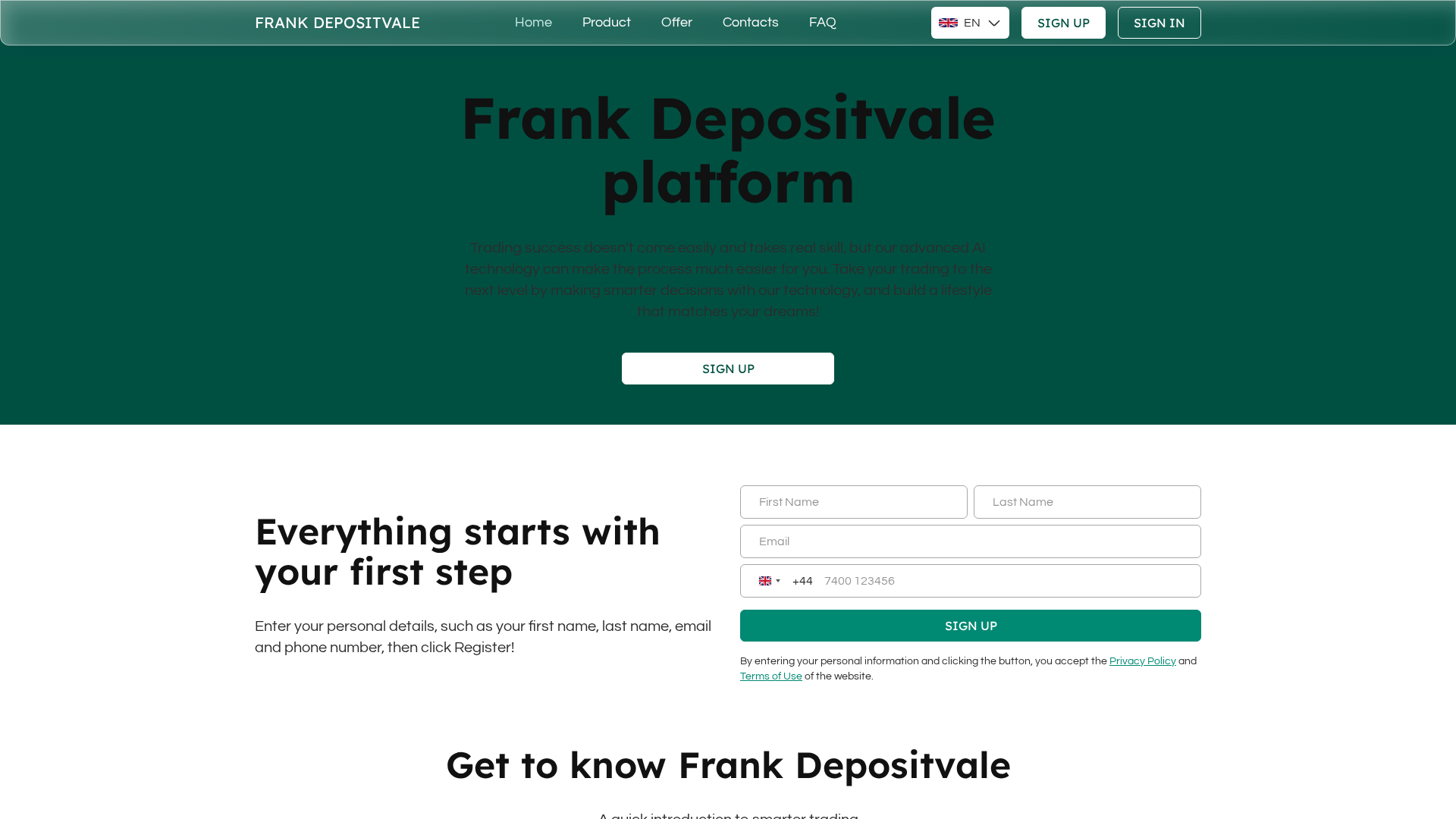 Screenshot of frank-depositvale.com