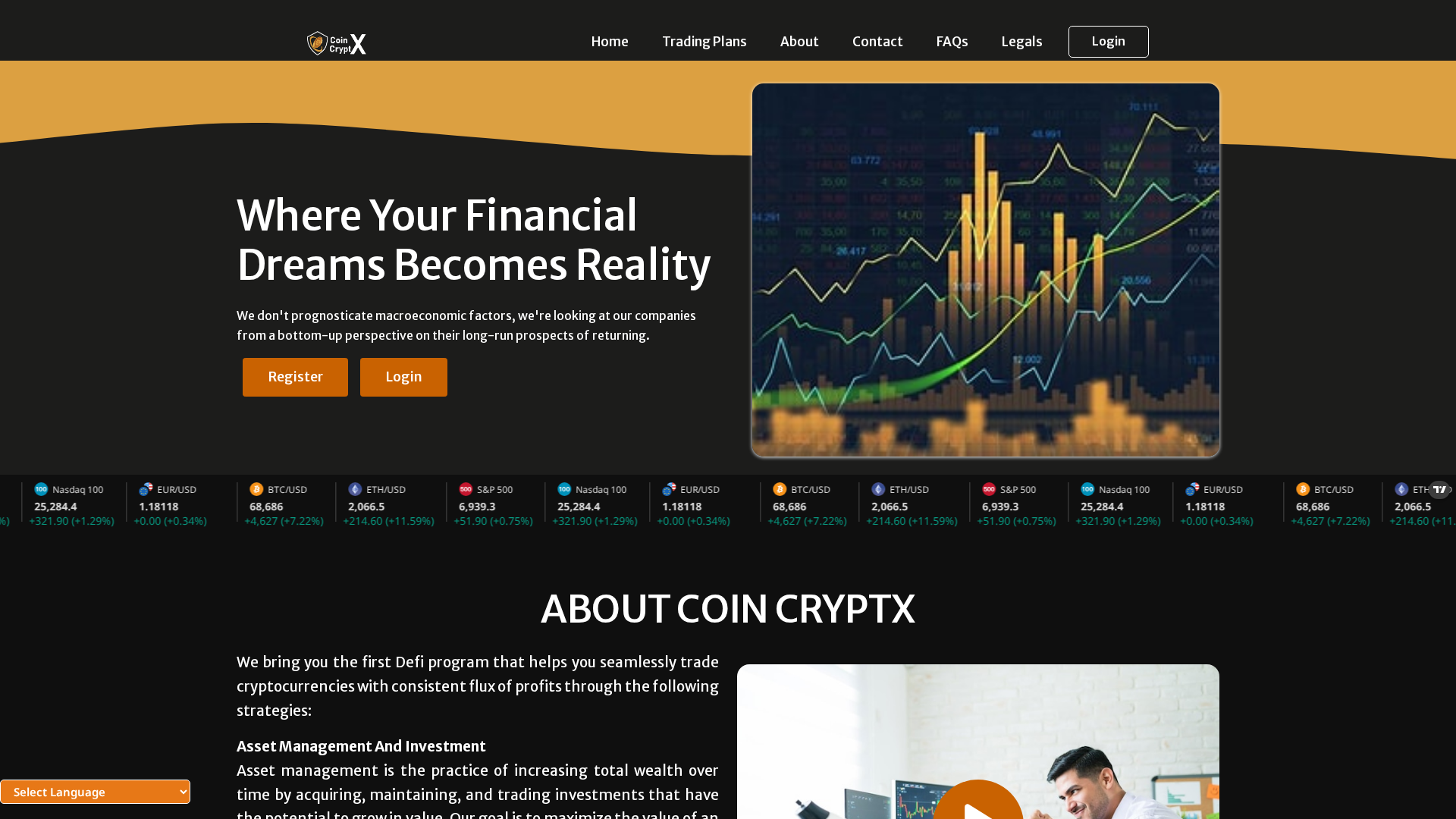Screenshot of coinscryptx.com