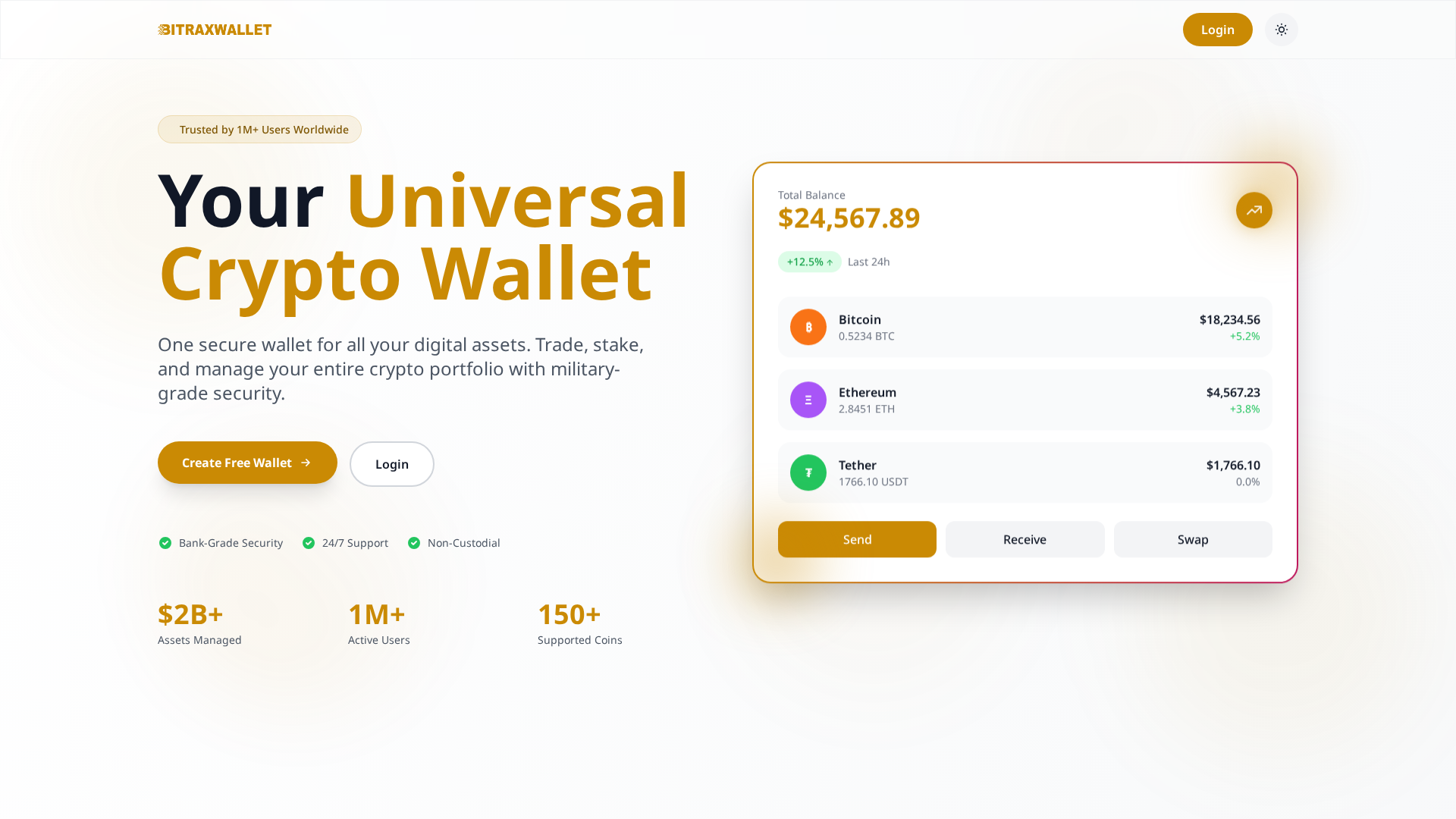Screenshot of bitraxwallet.com