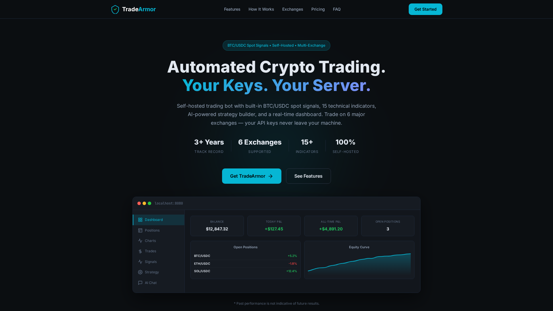 Screenshot of tradearmor.io