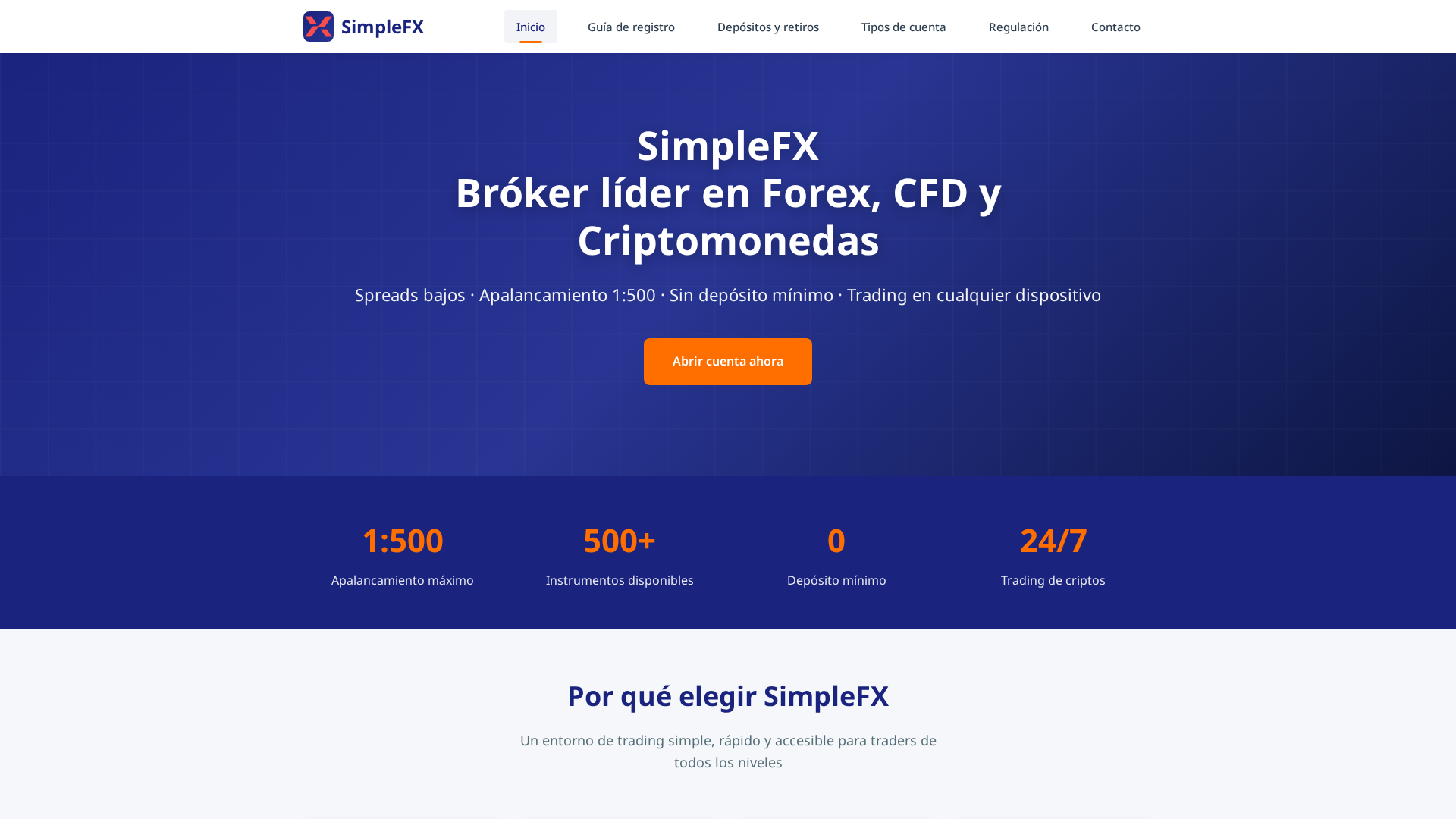 Screenshot of simplefx-spanish.com