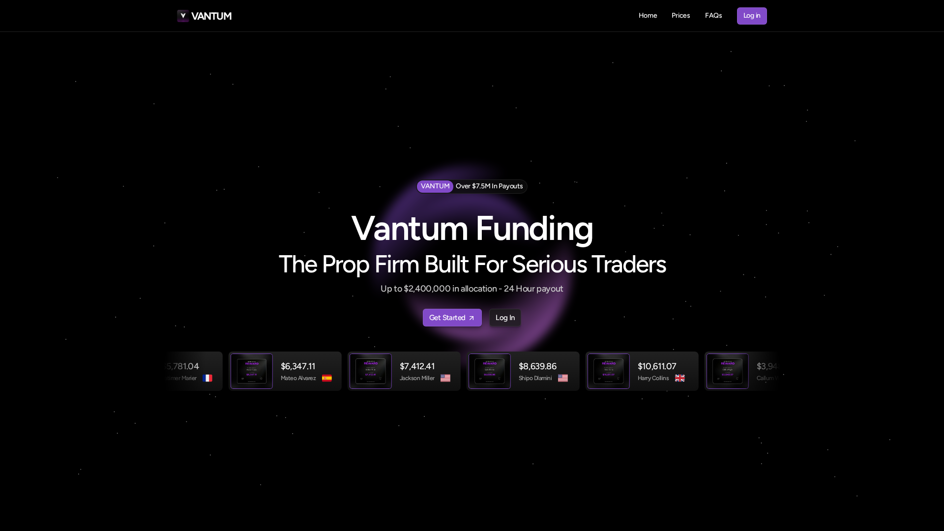 Screenshot of vantumfunding.com