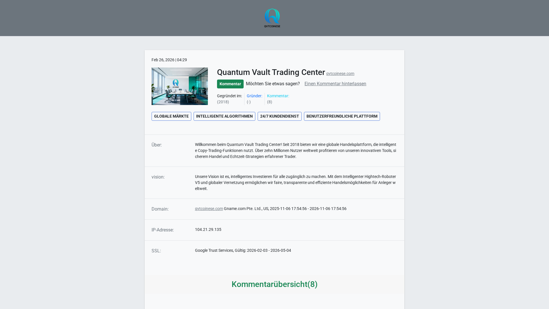 Screenshot of quantumvault-warnen.com