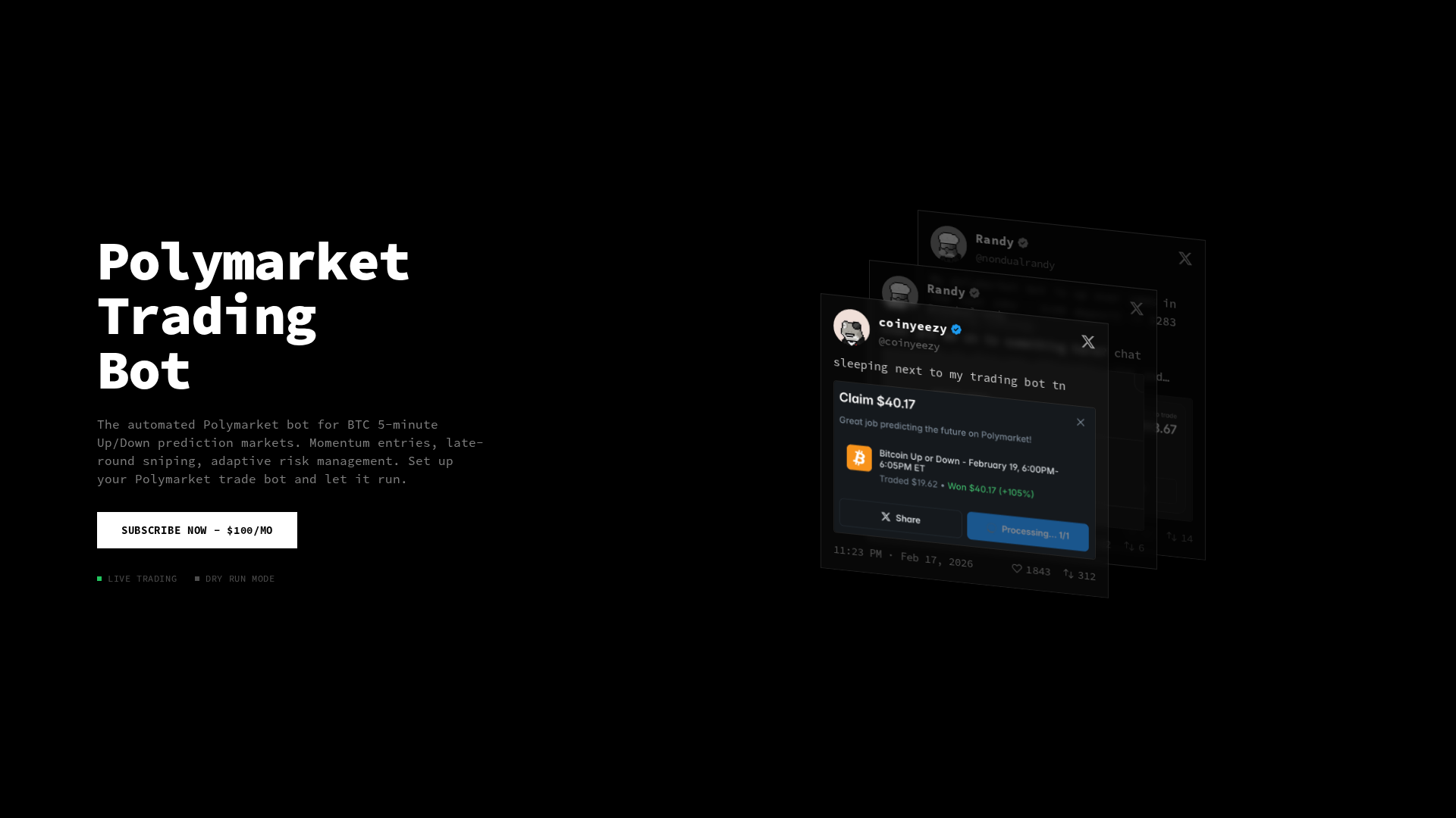 Screenshot of polymarkettradingbot.com