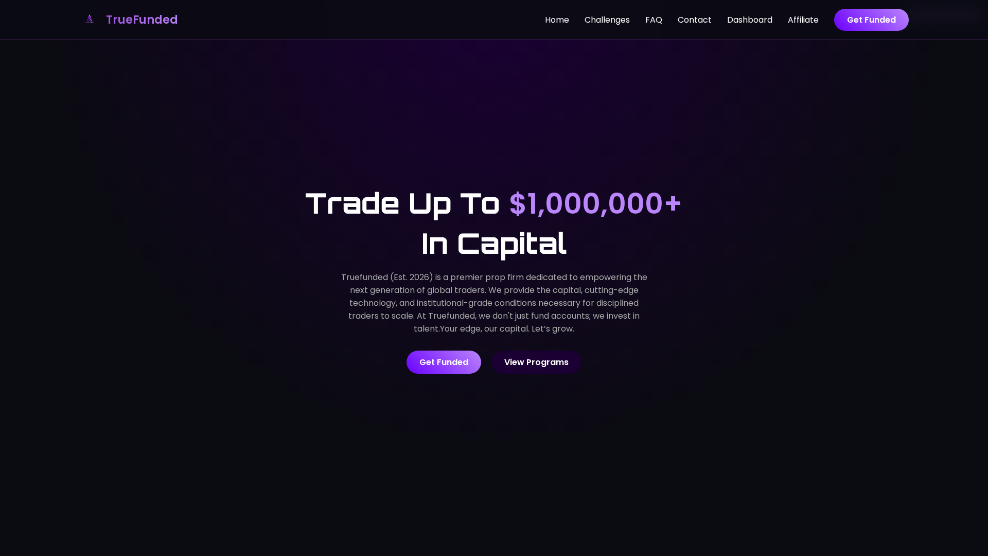 Screenshot of tradetruefunded.com