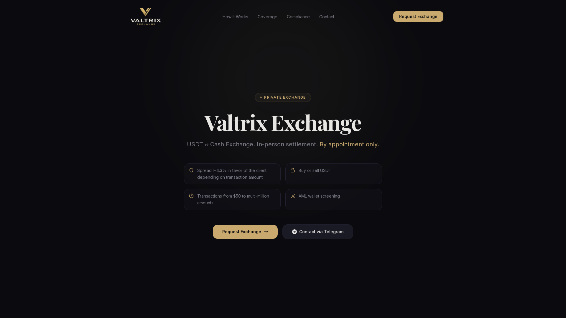 Screenshot of valtrix-exchange.com