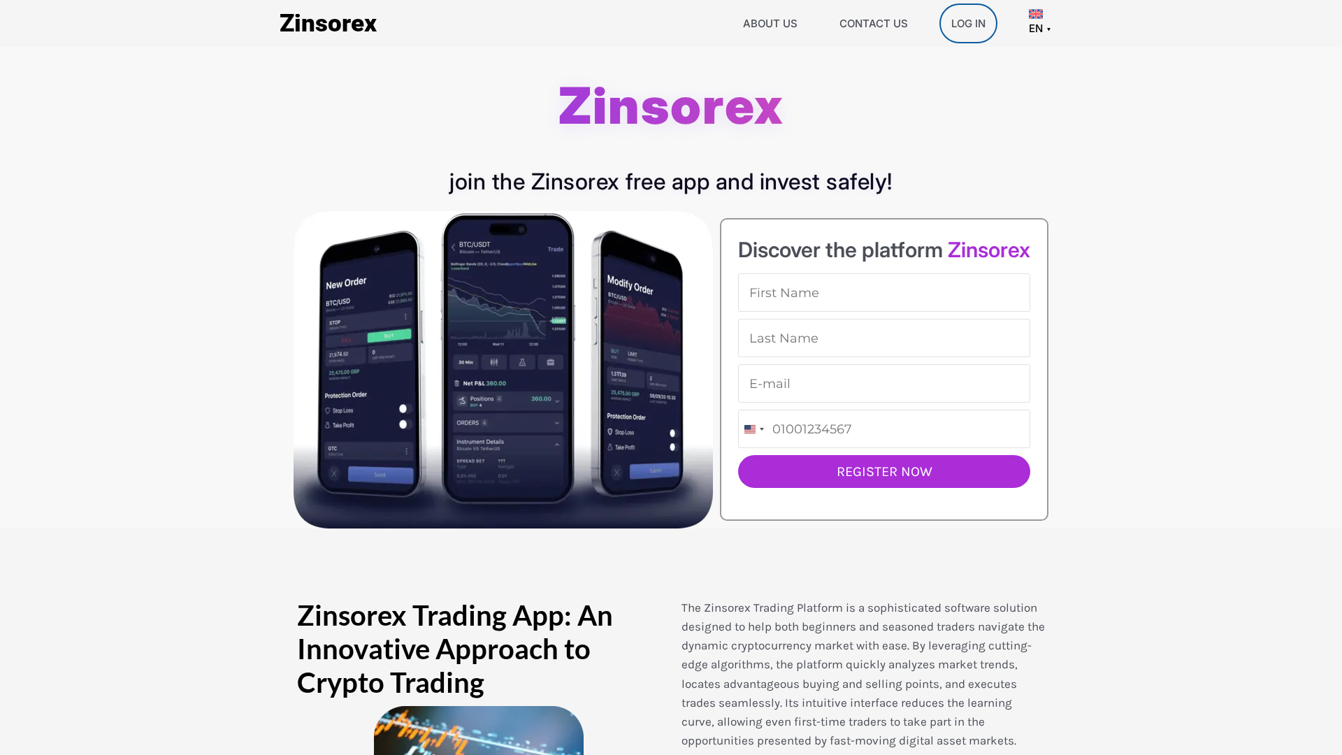 Screenshot of zinsorexapp.com