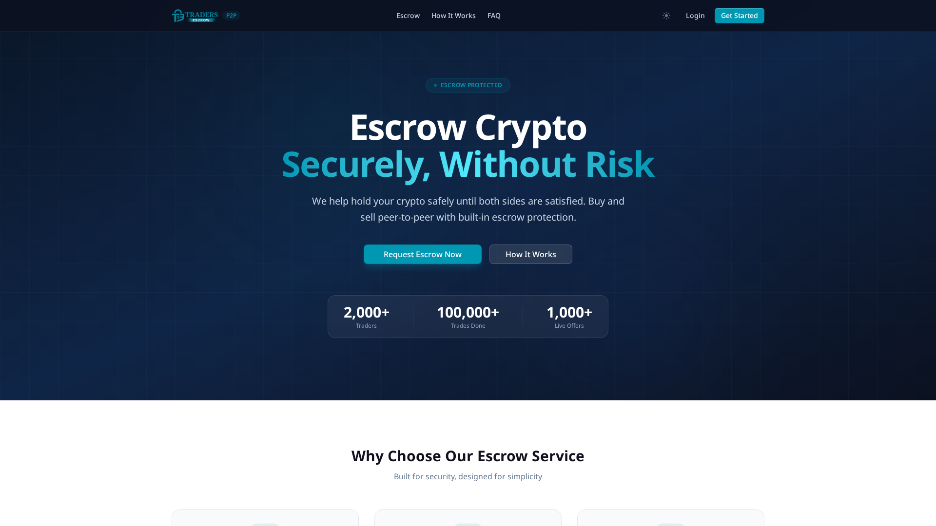 Screenshot of tradersescrow.com