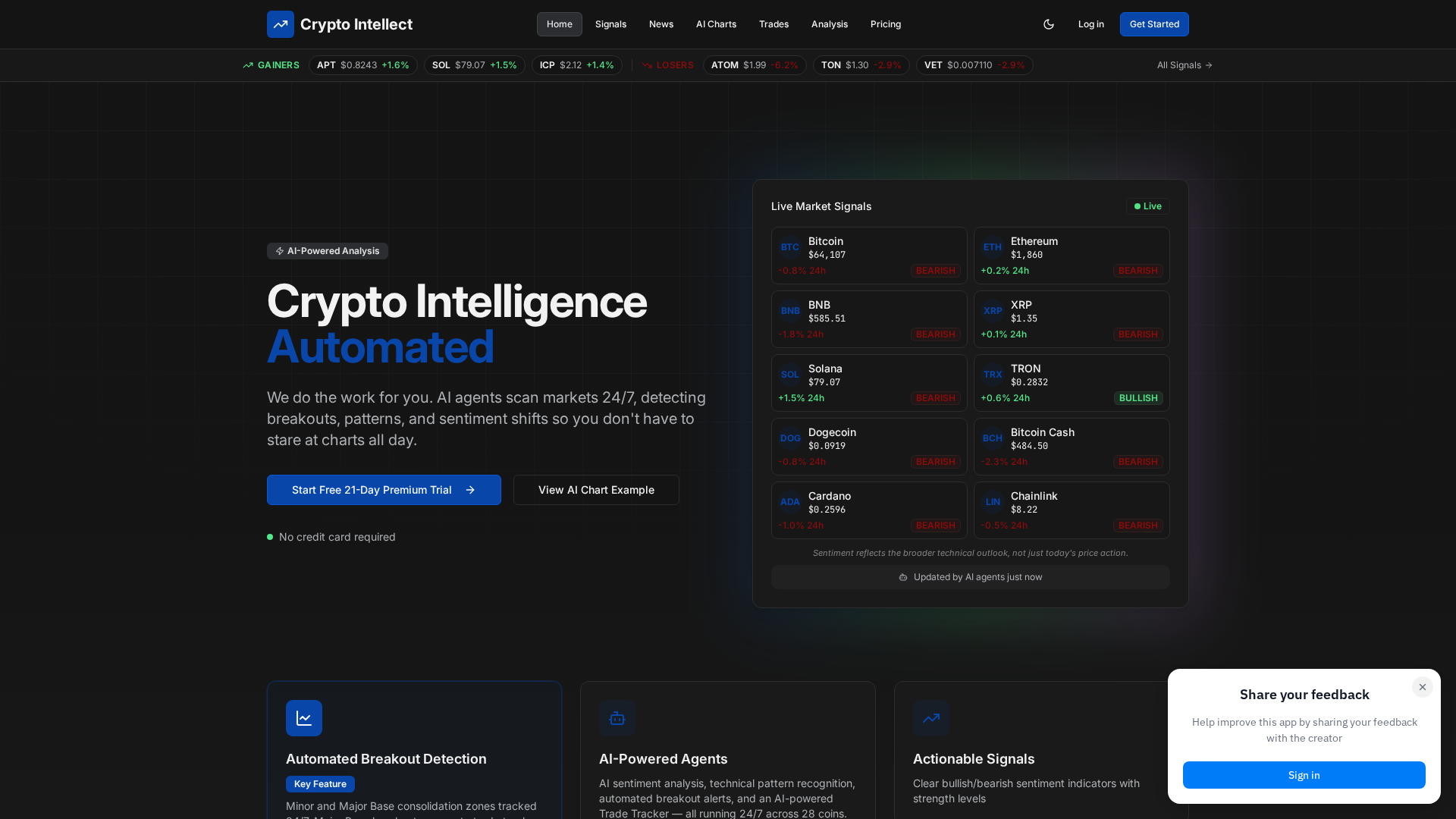 Screenshot of cryptointellect.io