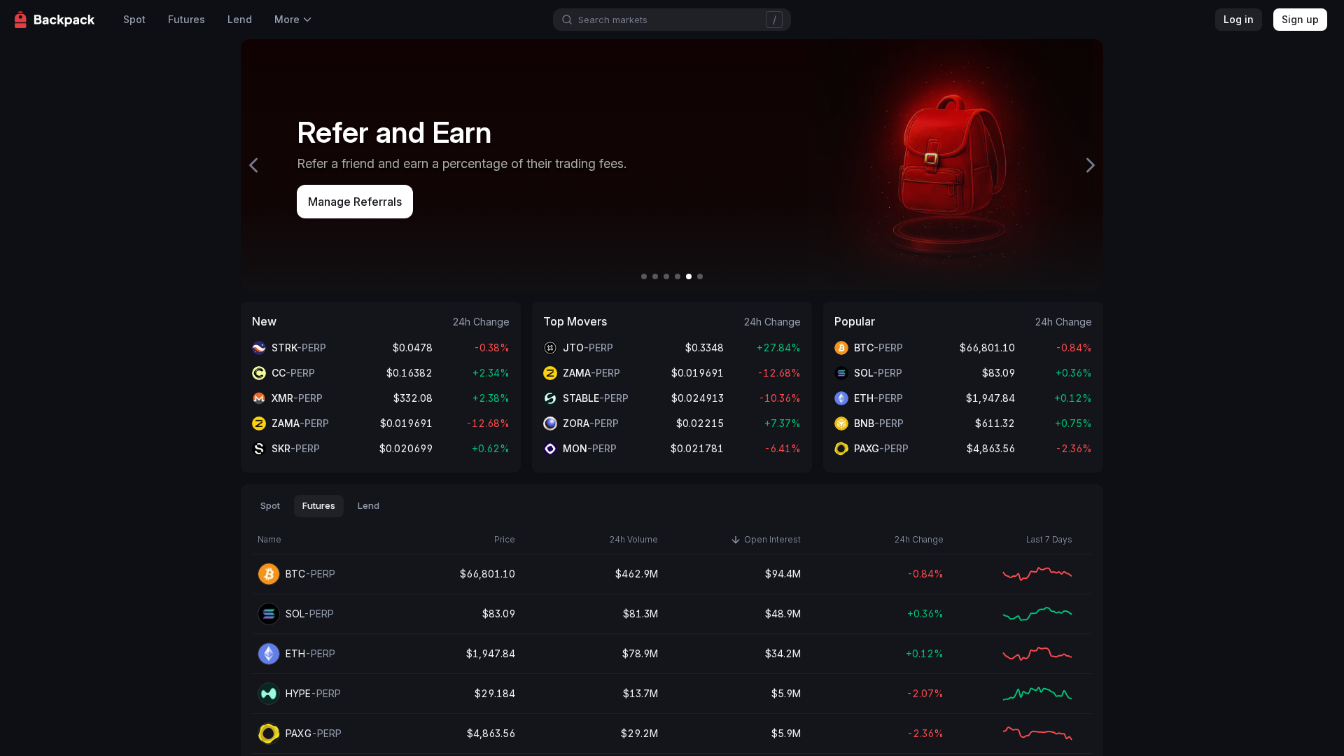 Screenshot of backpacl.exchange