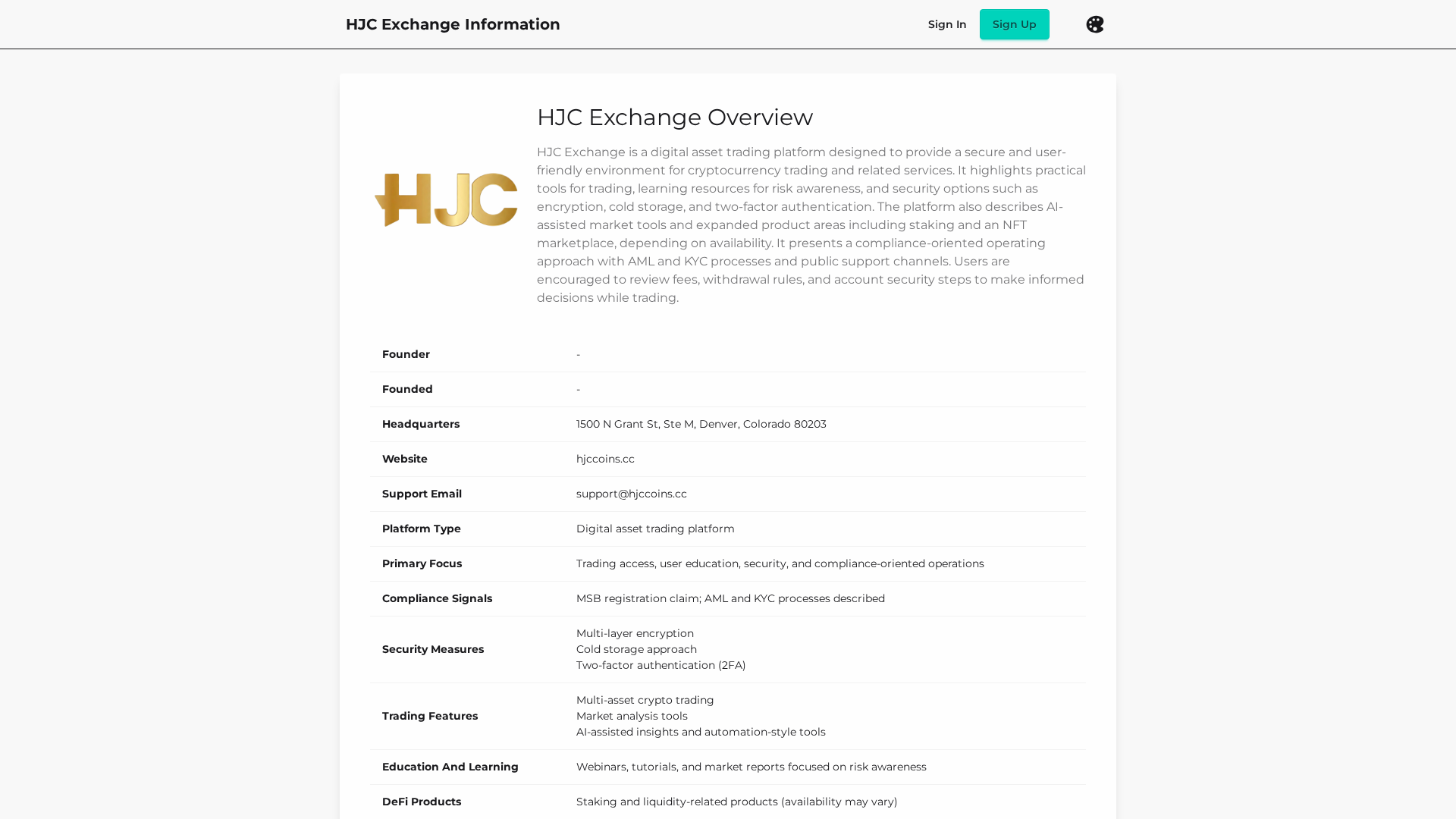 Screenshot of hjc-exchange.info